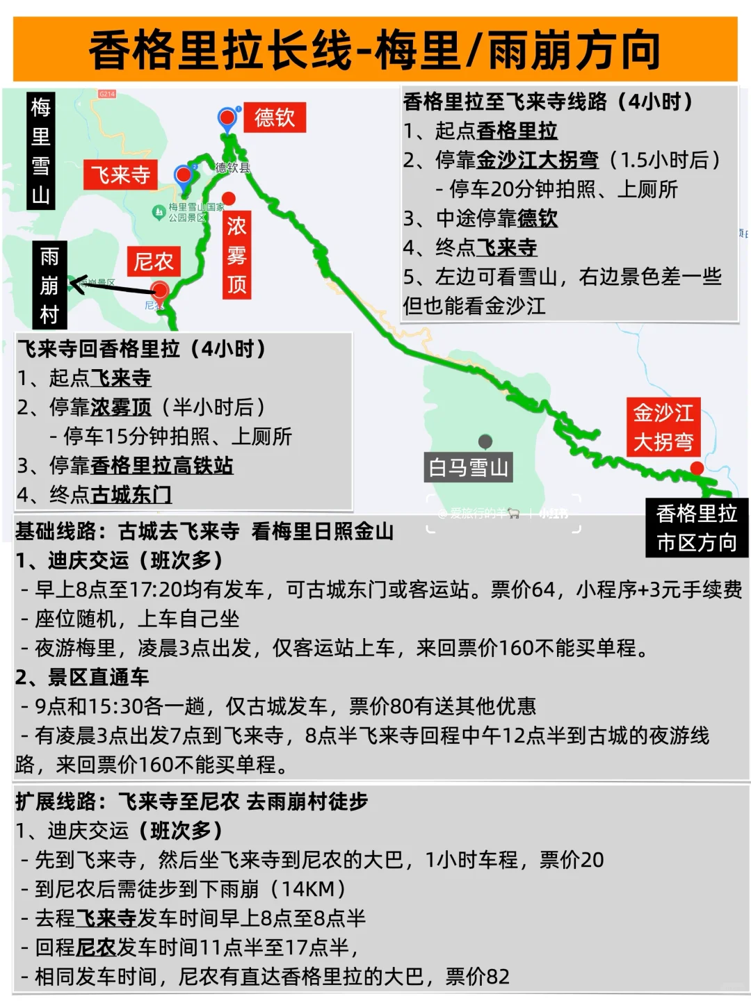 香格里拉大巴攻略，含所有景区详细线路