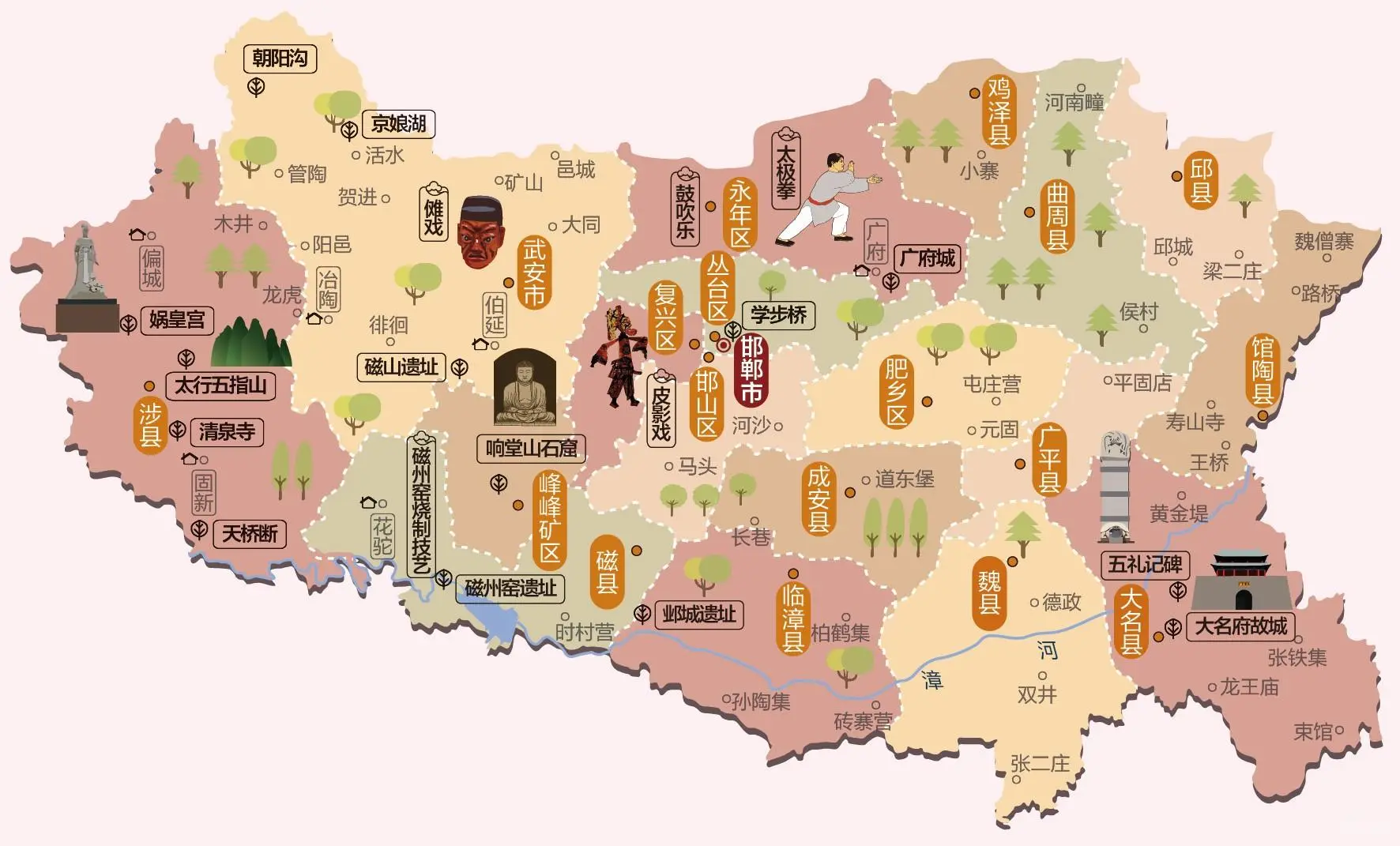 这么近那么美，周末到河北～河北旅游地图来了