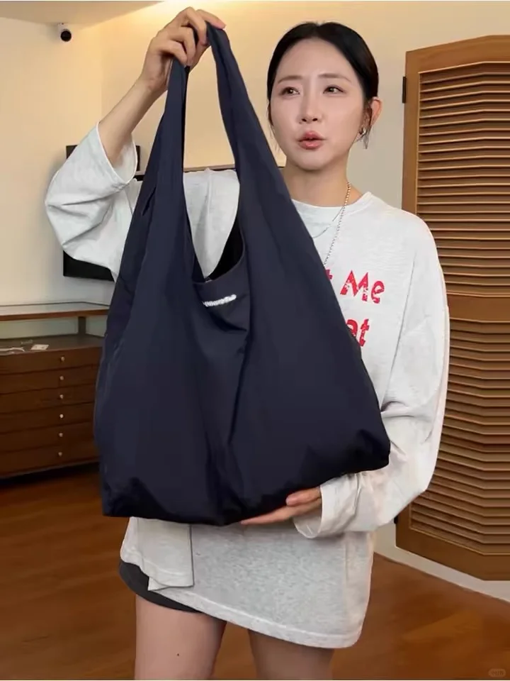 2025新款韩系大容量购物袋慵懒风简约百