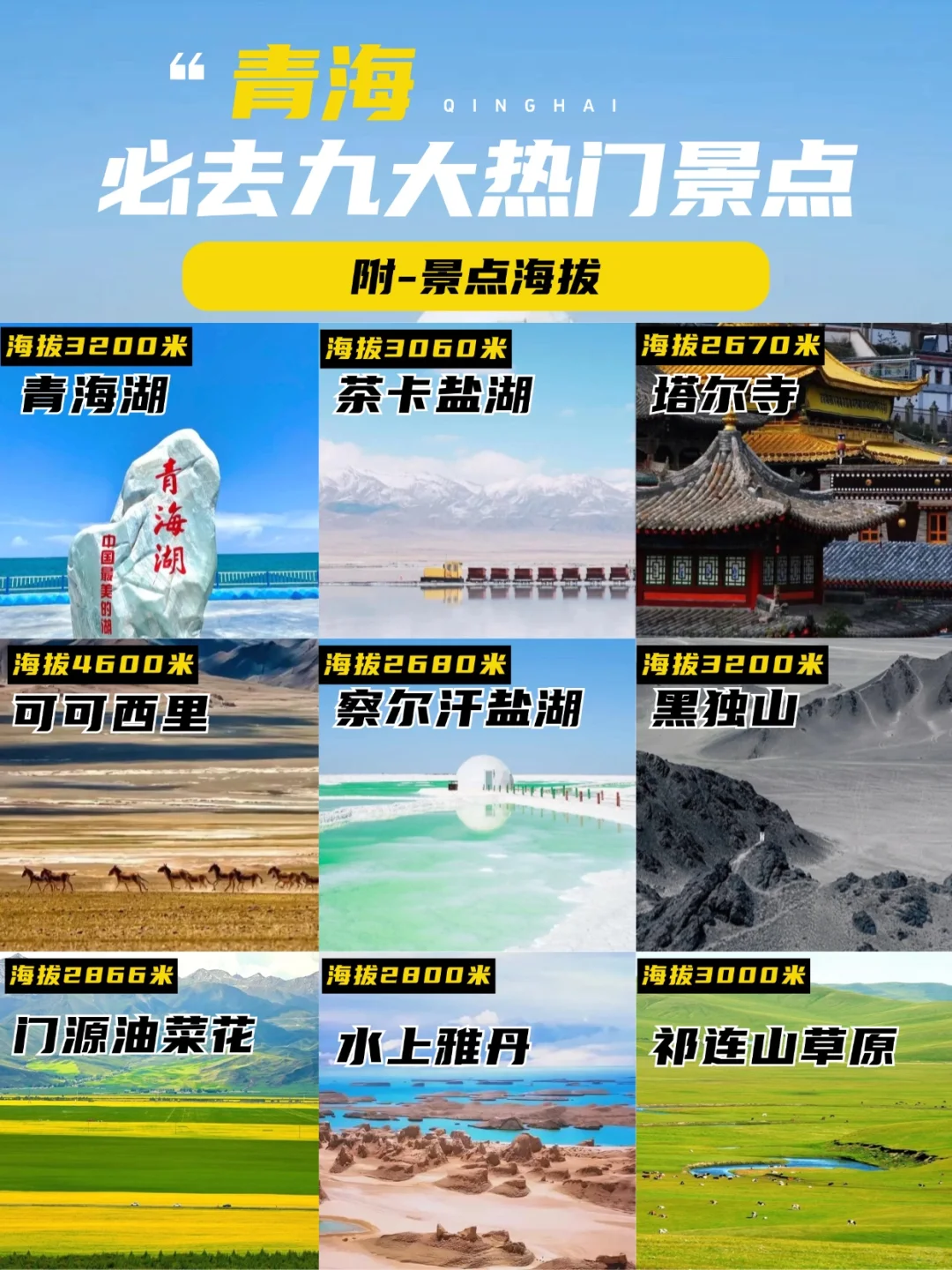 青海九大热门景点绝美打卡攻略，一键收藏✨
