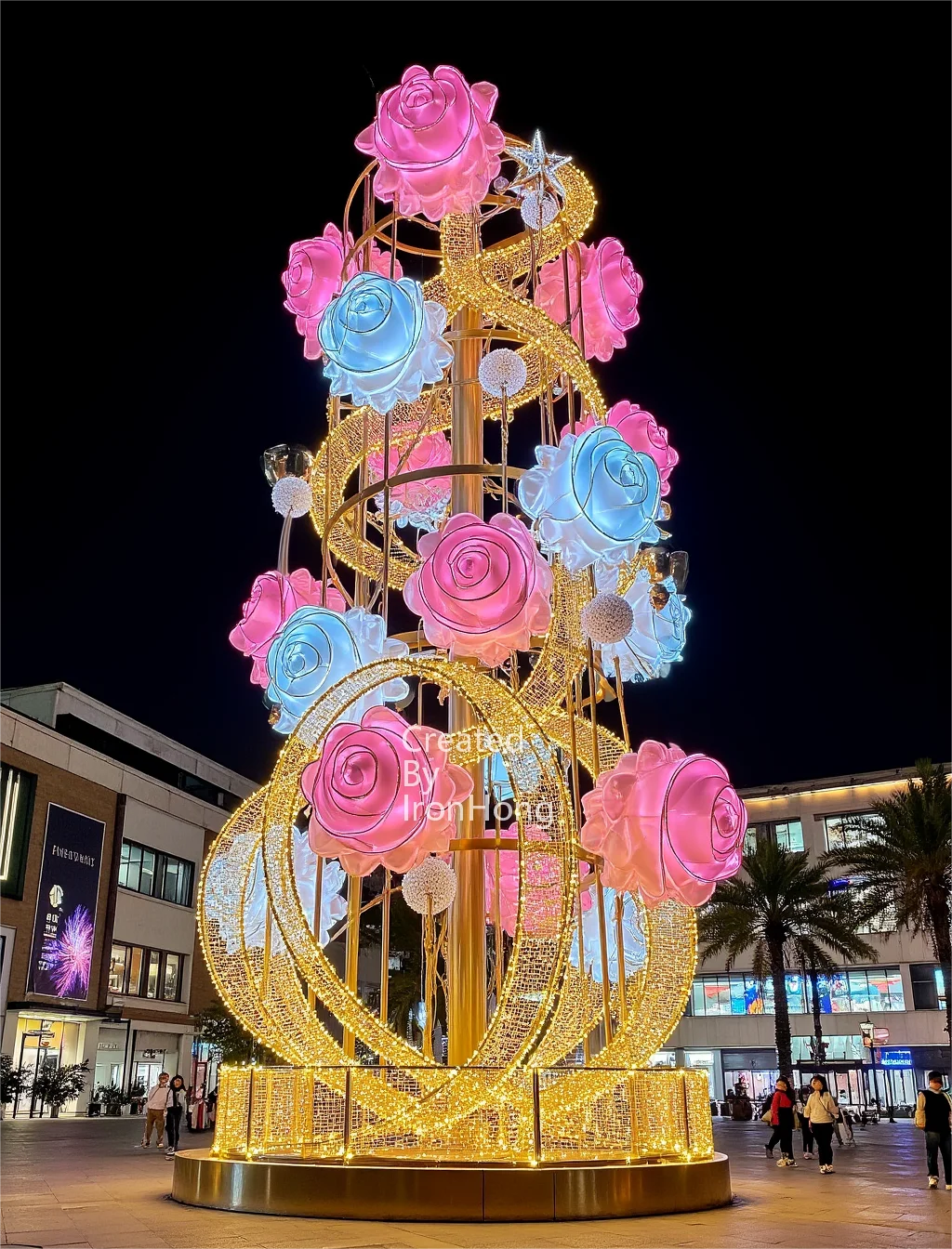 一组玫瑰花装置,七夕创意提前备好