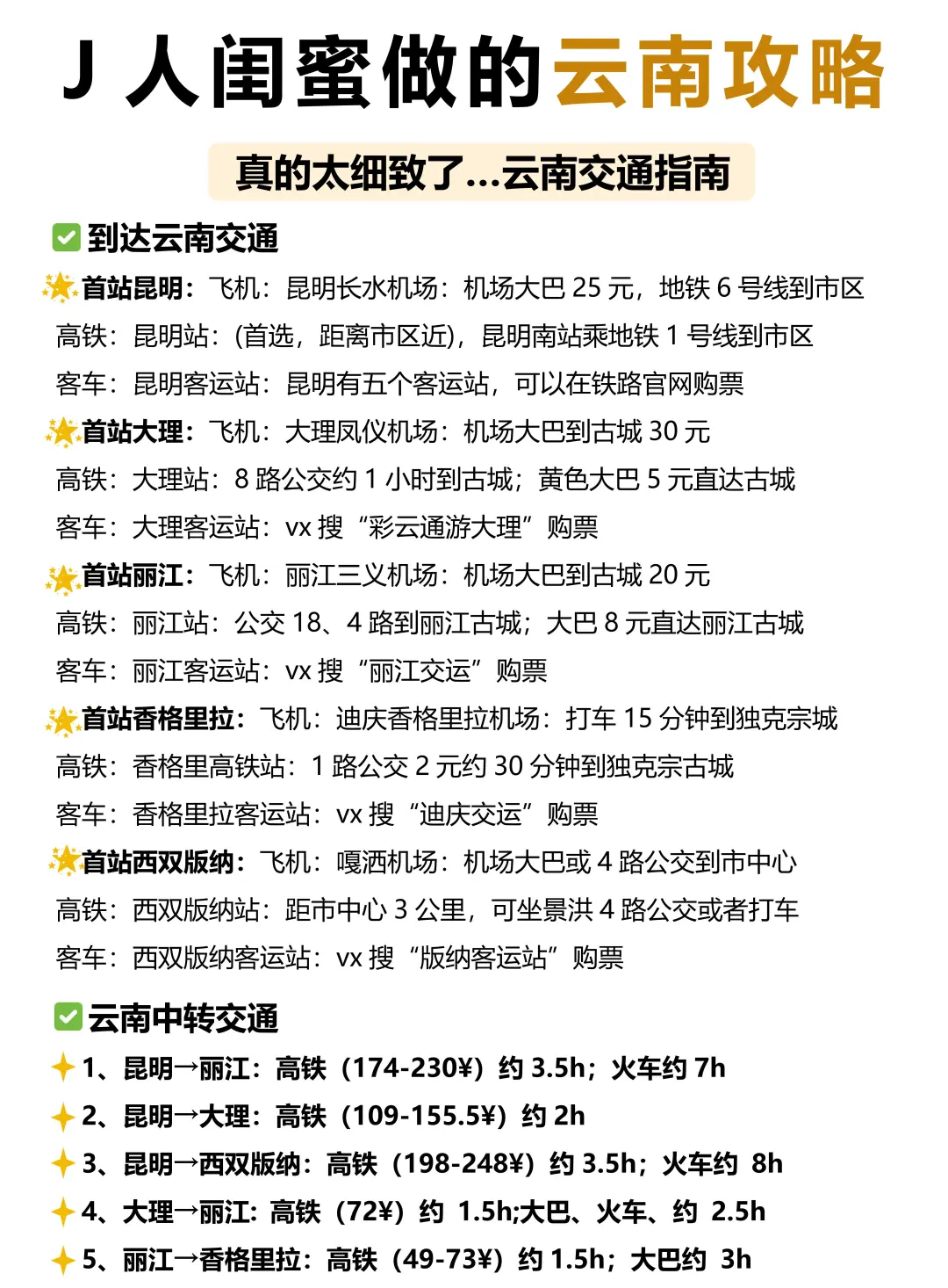 J人闺蜜做的云南旅游攻略已经next level了