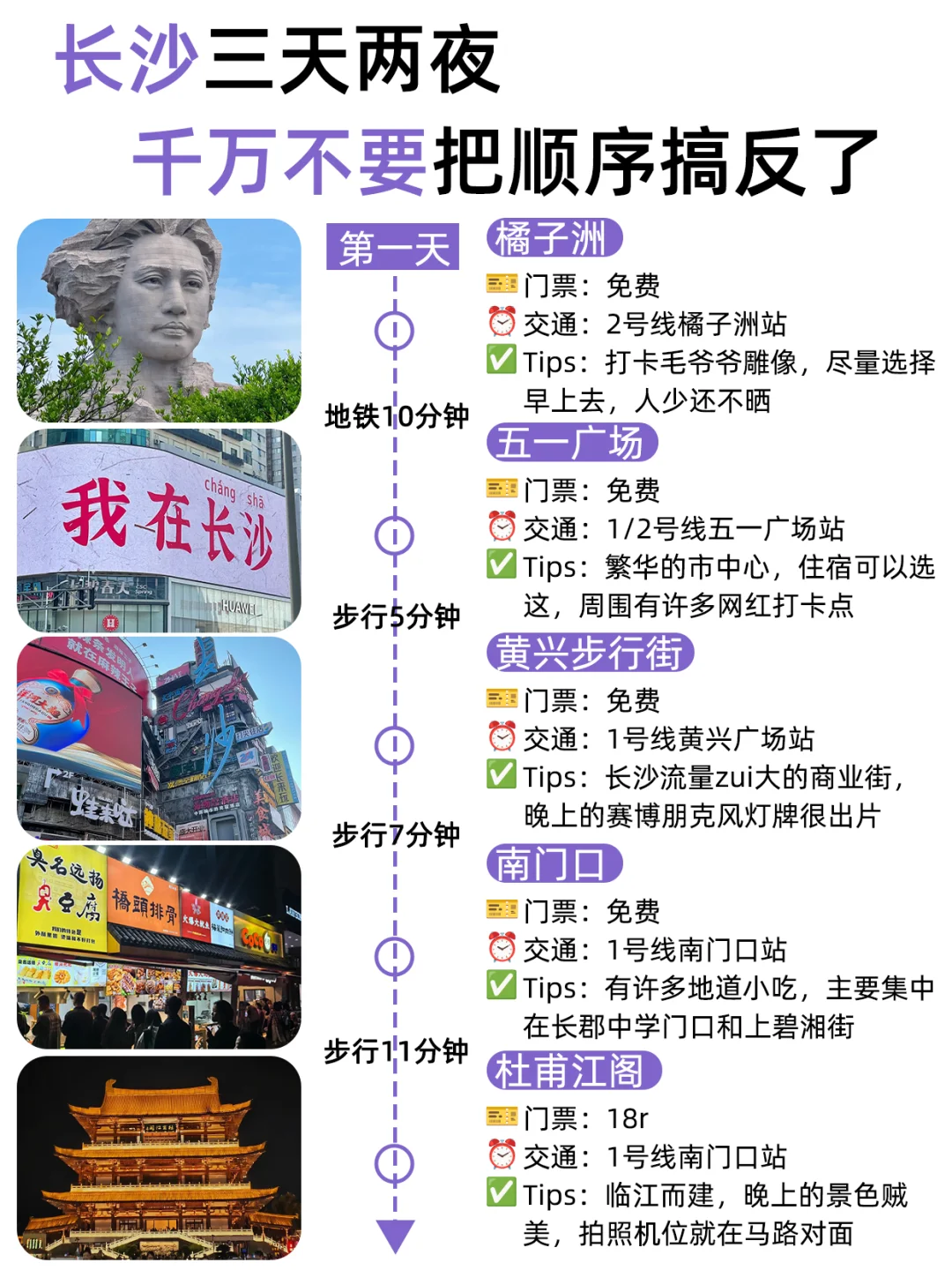 长沙三天两夜🔥不绕路版旅游攻略直接抄✍