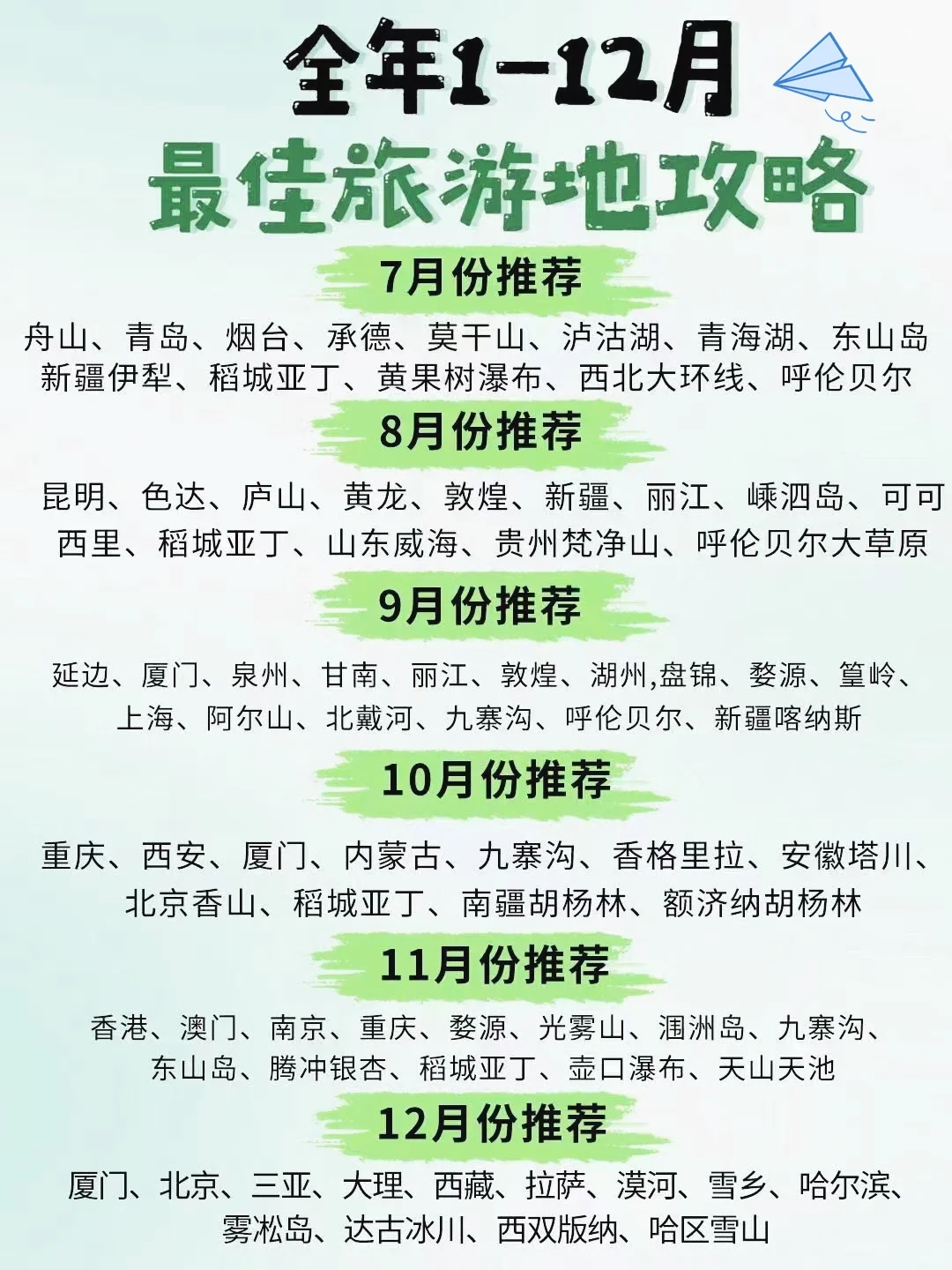 【2024】全年最佳旅游地推荐