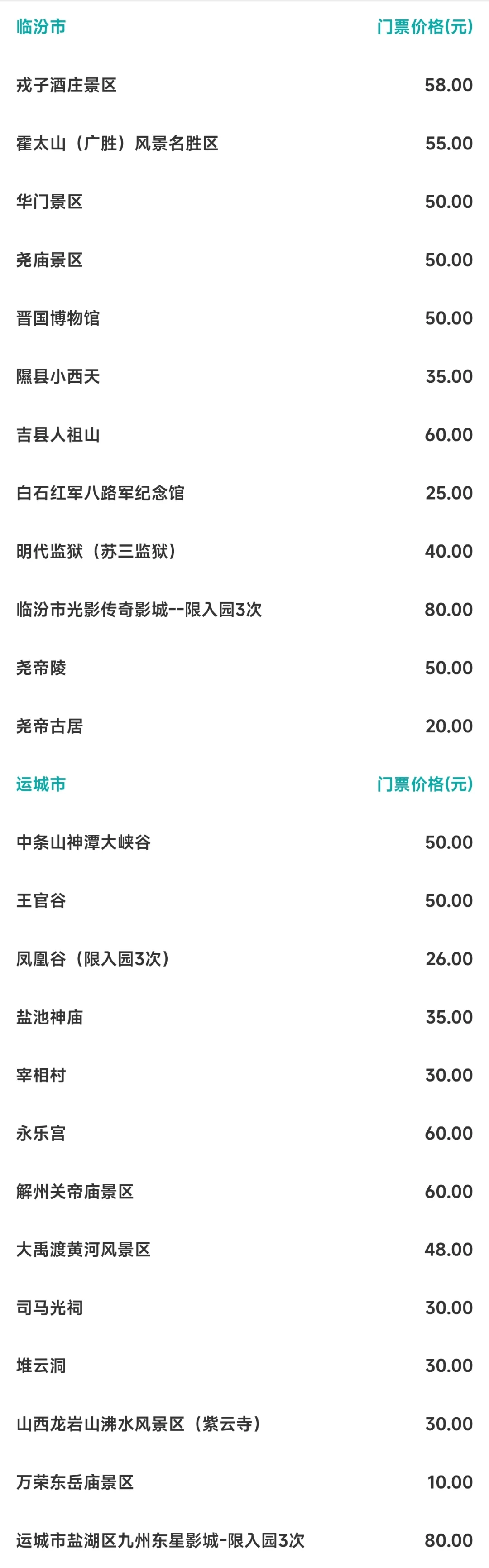 山西文旅年卡！258元玩转全省100+景区！