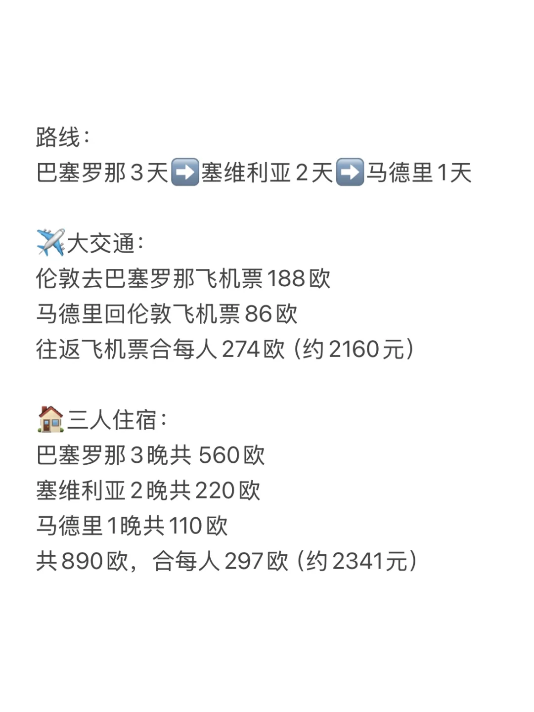 西班牙🇪🇸7天6晚自由行,7000多块都花哪了?