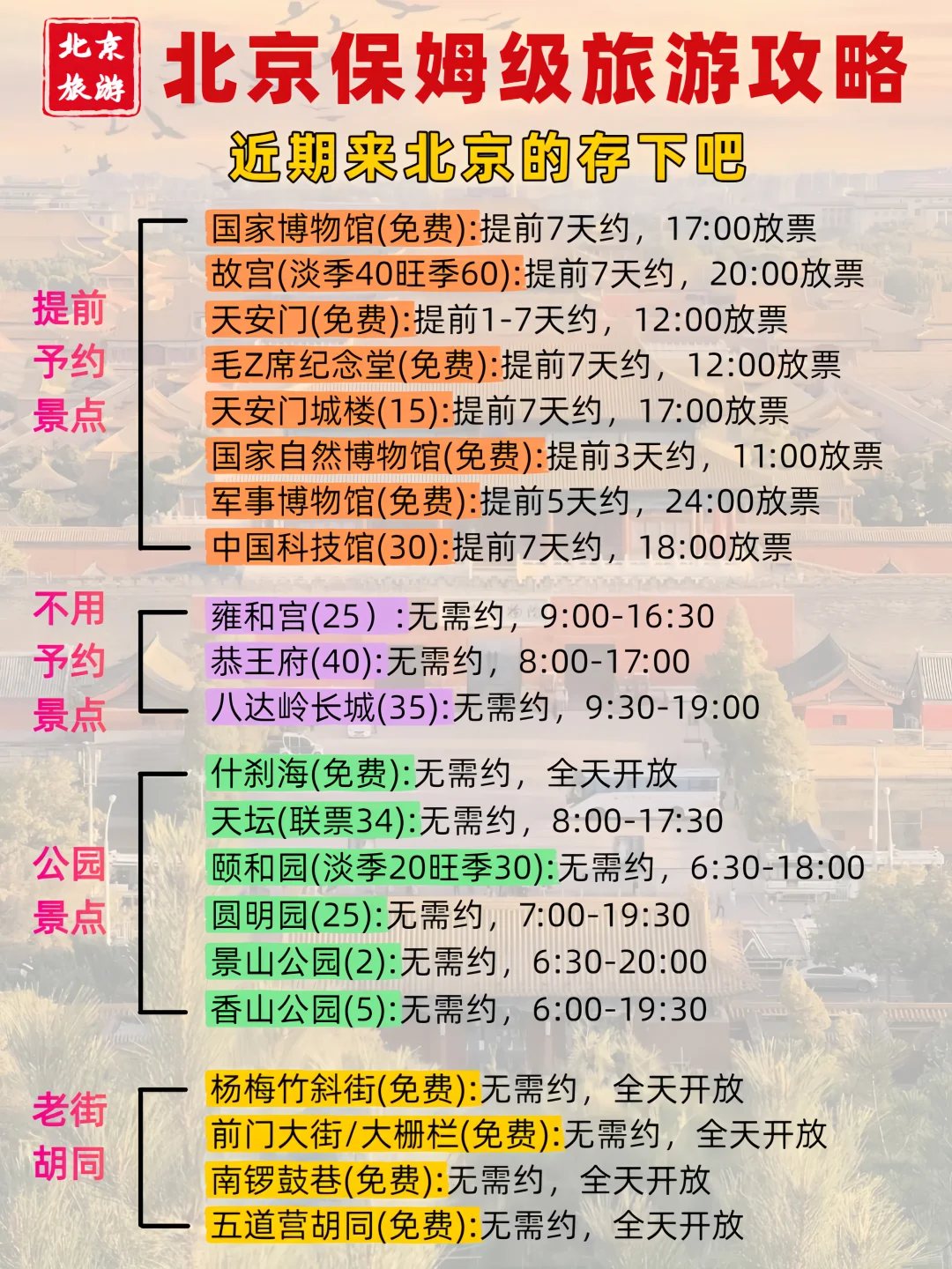 8-9月北京5天4晚旅游攻略🔥附路线