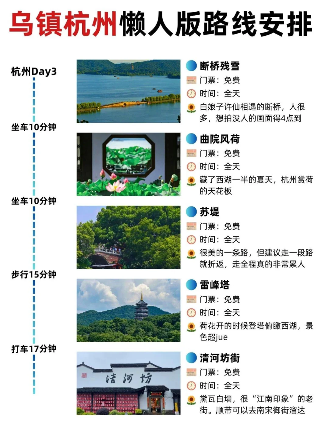 乌镇水乡梦千年，杭州西湖美如画，一步一景