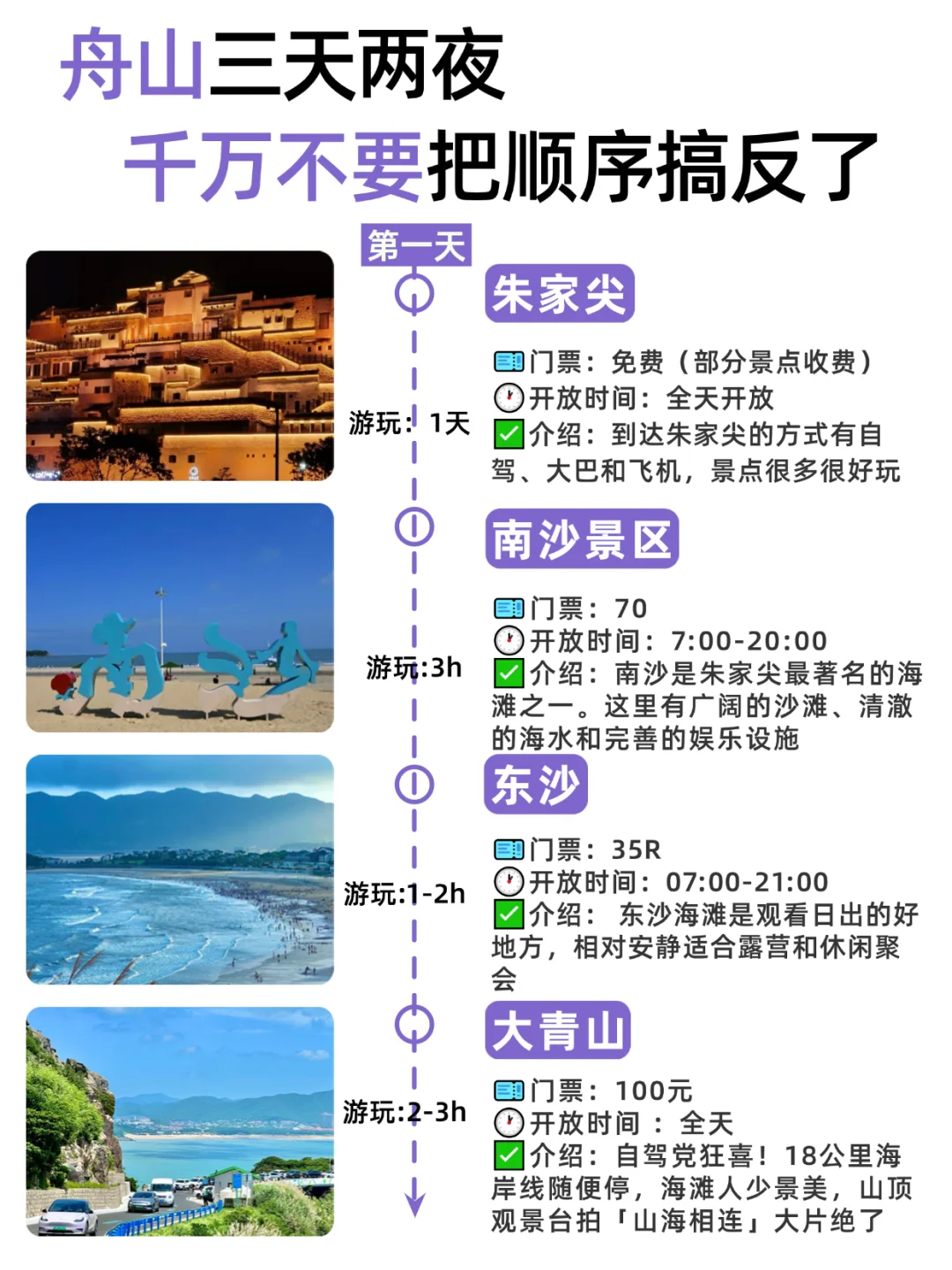 舟山三天两夜，千万不要把顺序搞反了！！