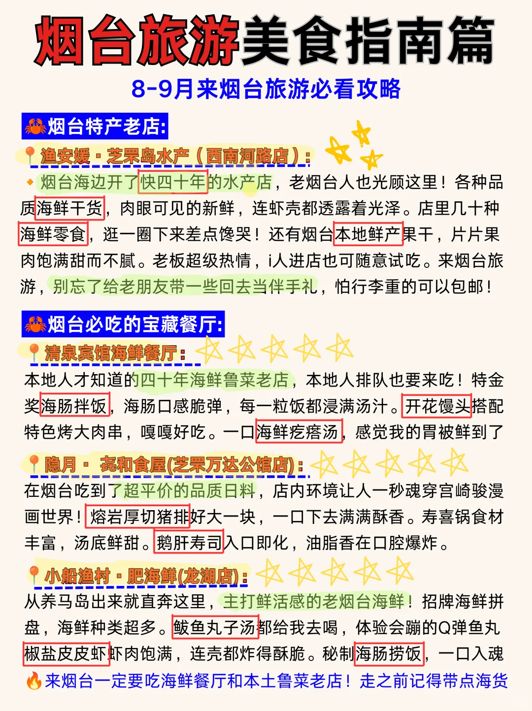 一眼秒懂烟台旅游地图🔥景点玩法➕美食