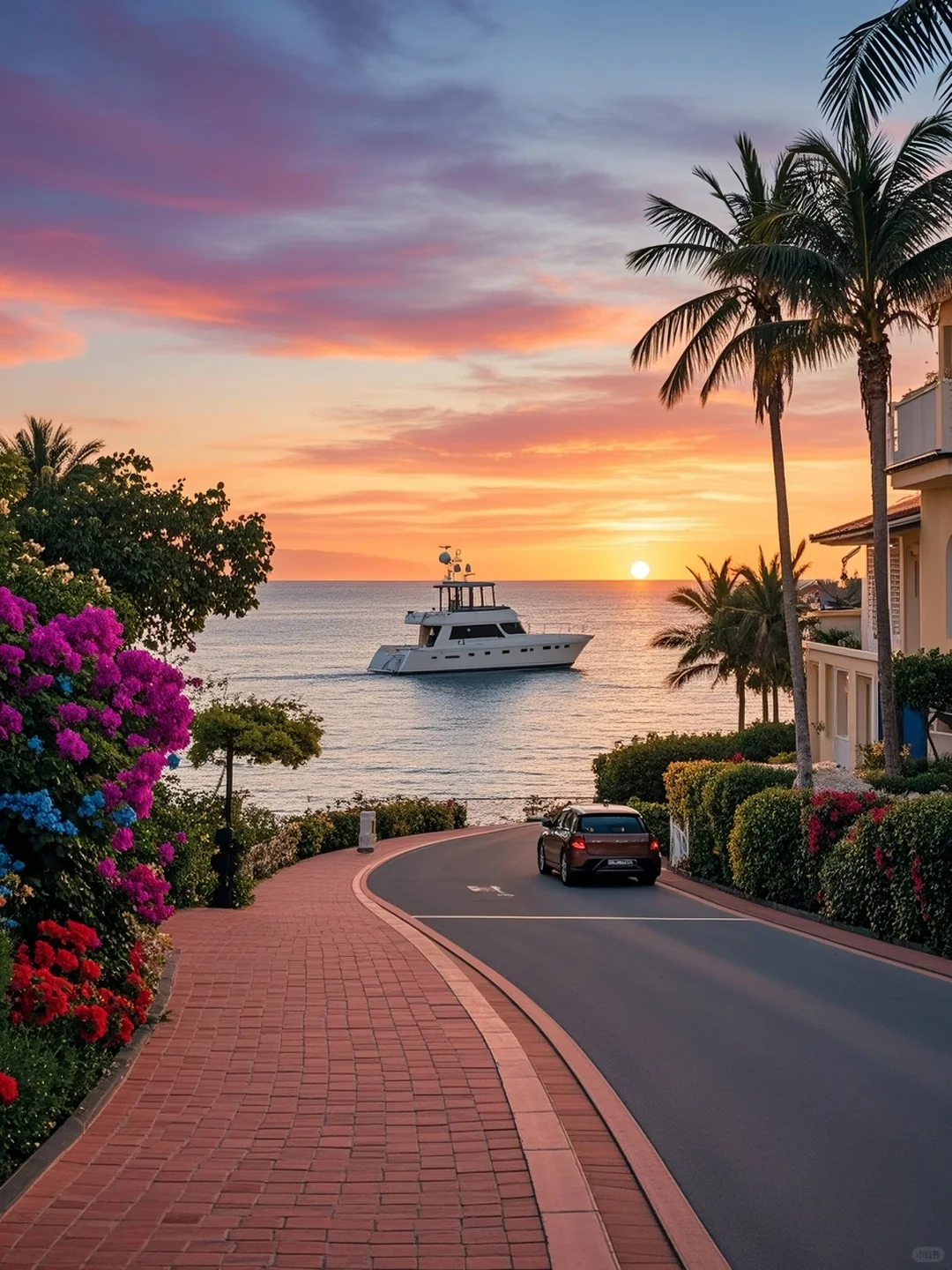 🌅黄昏时的滨海小镇，治愈了一天的心情