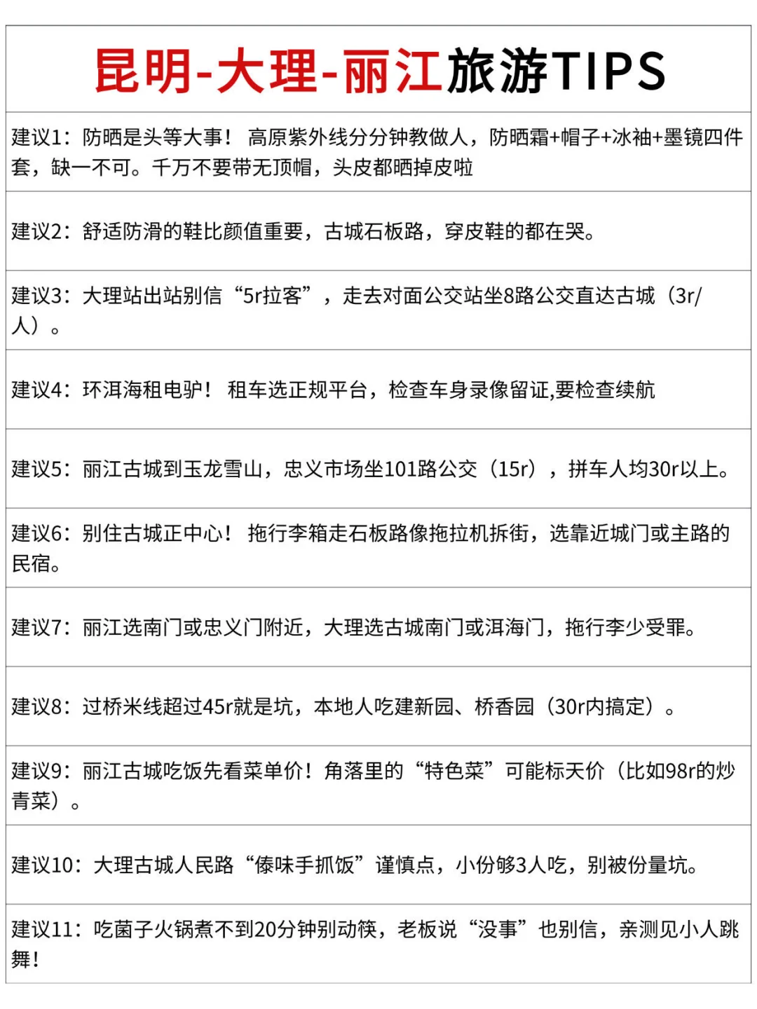 昆明&大理&丽江5天4晚旅游攻略（不走回头路