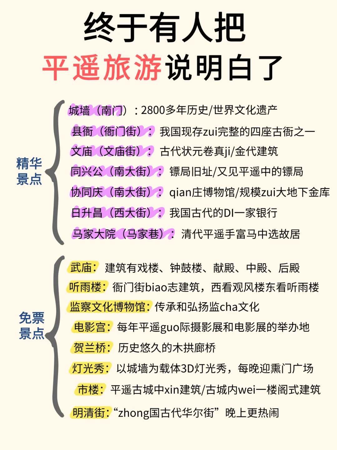 平遥古城旅游攻略来咯🎈！！！