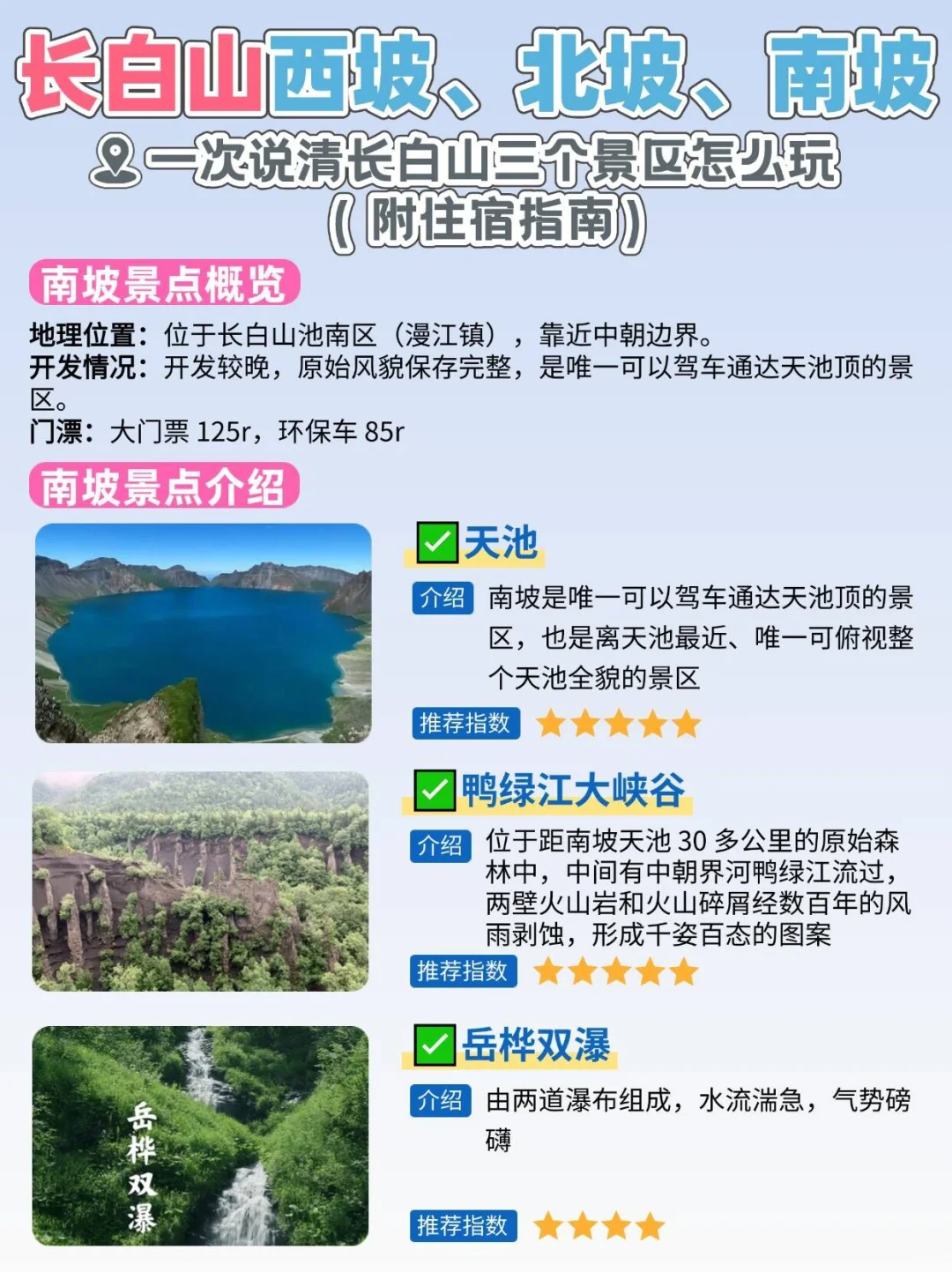 满满14页长白山三个景区攻略😎看谁还不会玩