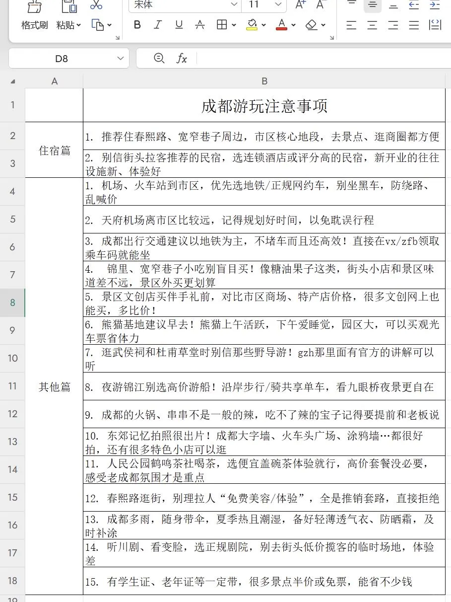 男朋友做的成都旅游攻略已经next level了-