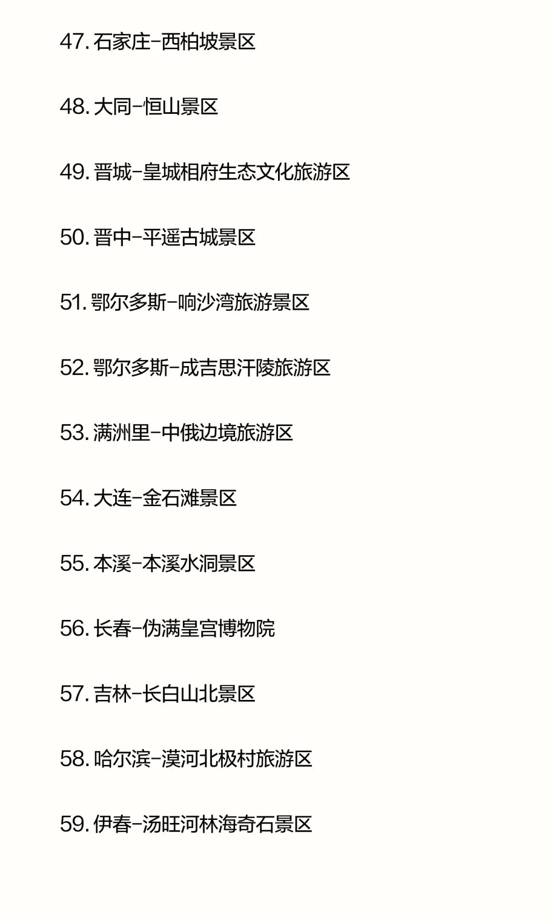 全国100个优质5A级旅游景区