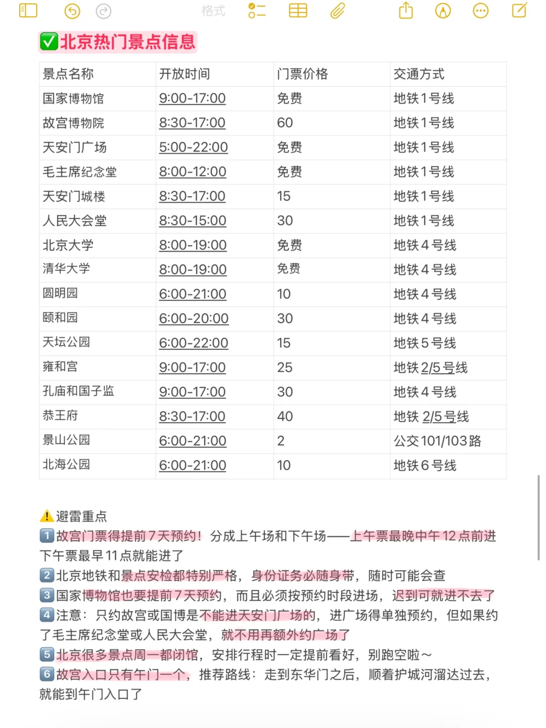 本J人对自己做的北京旅游攻略甚是满意🥳