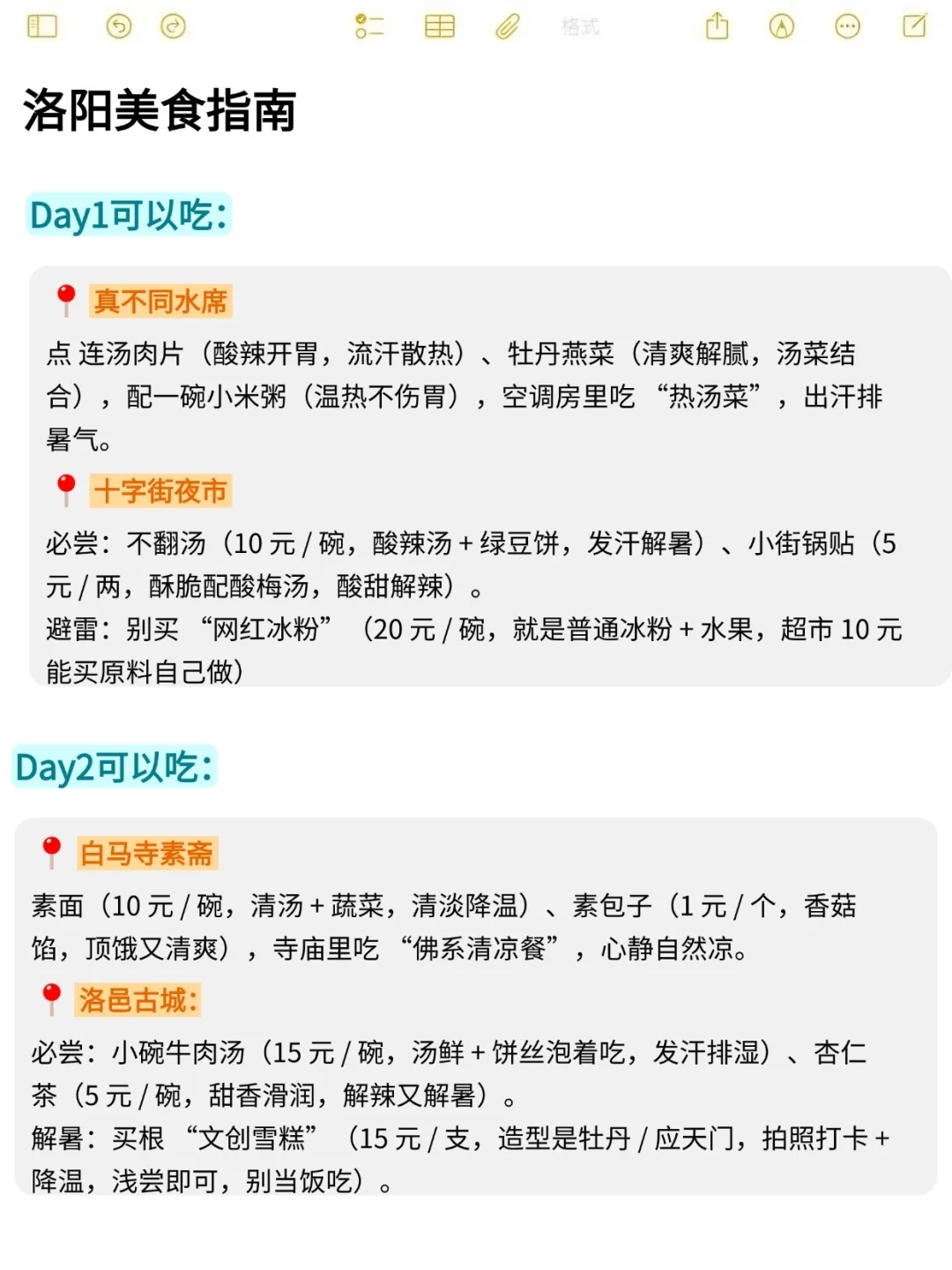 本人做的洛阳旅游攻略已经nextlevel了