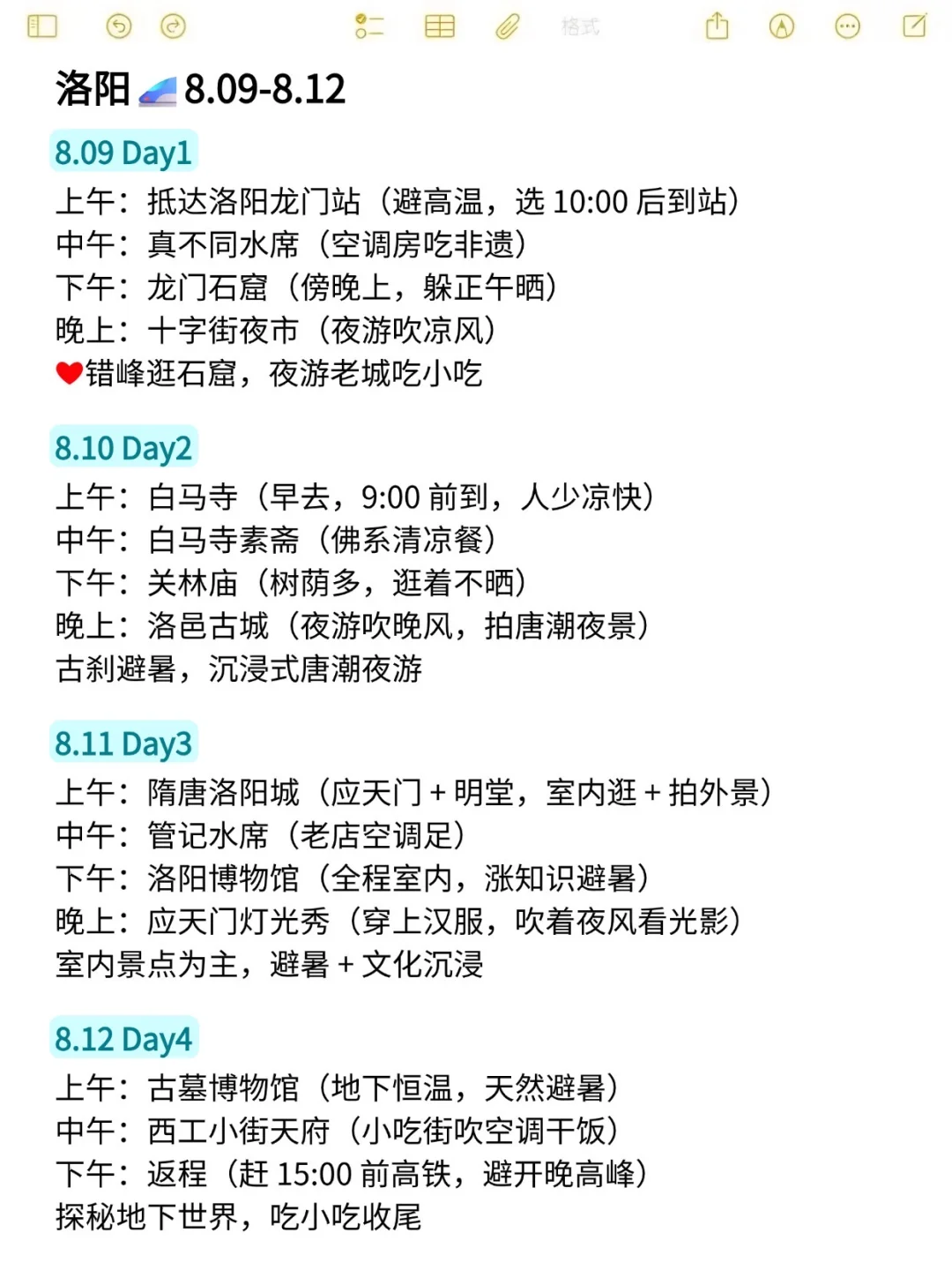 本人做的洛阳旅游攻略已经nextlevel了