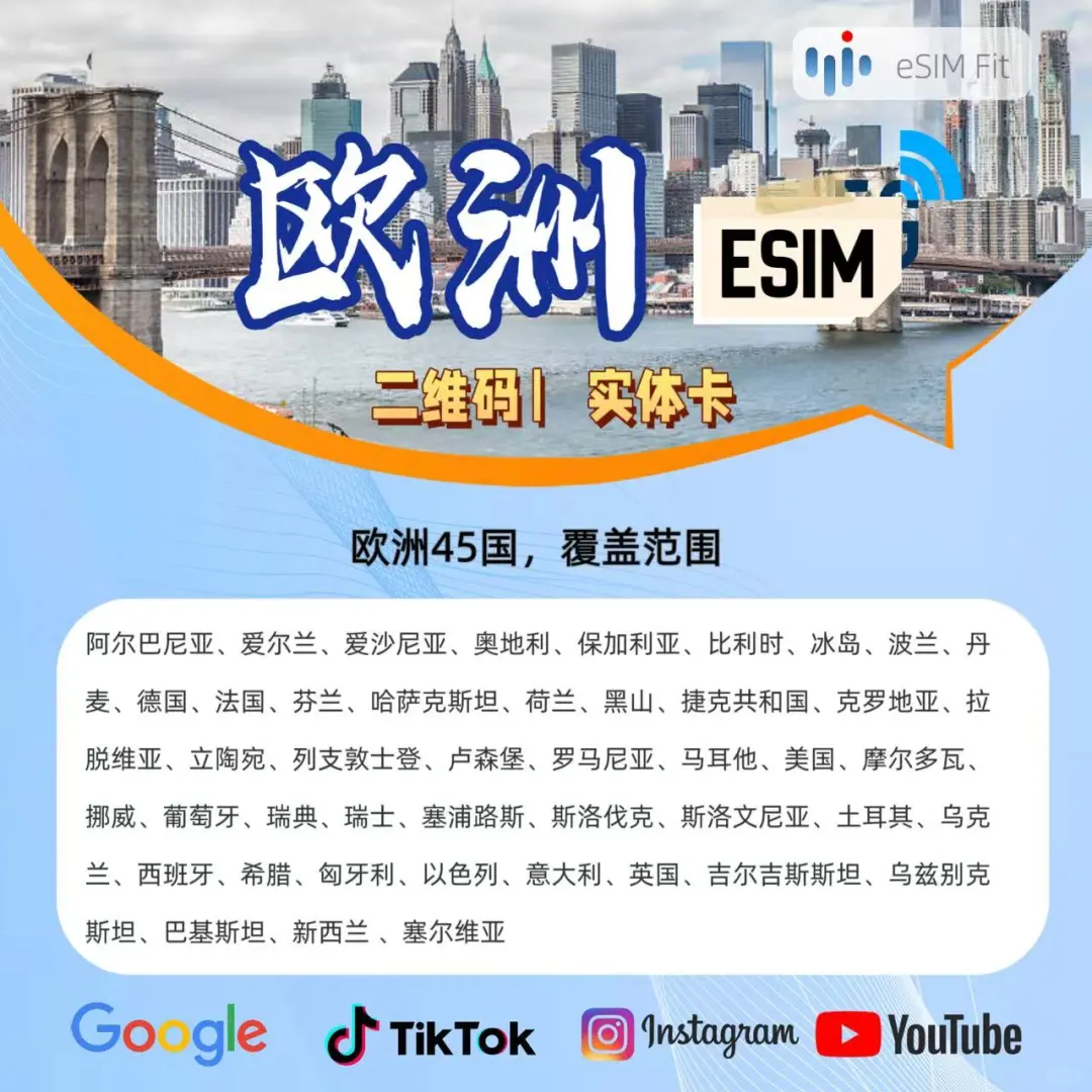 欧洲旅行必备！一张eSIM走遍45国