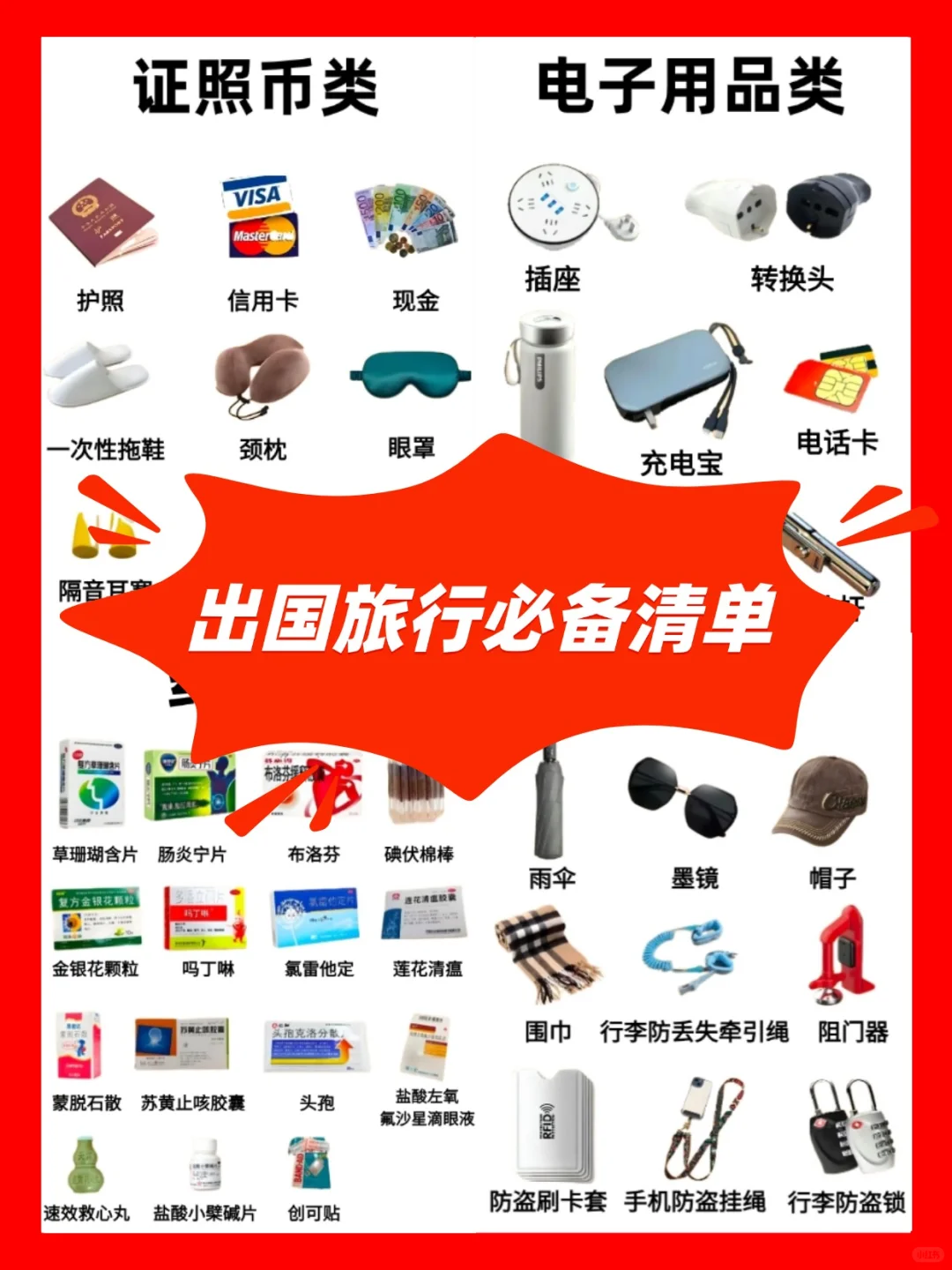 出国旅行必备物品清单 快码住❗️