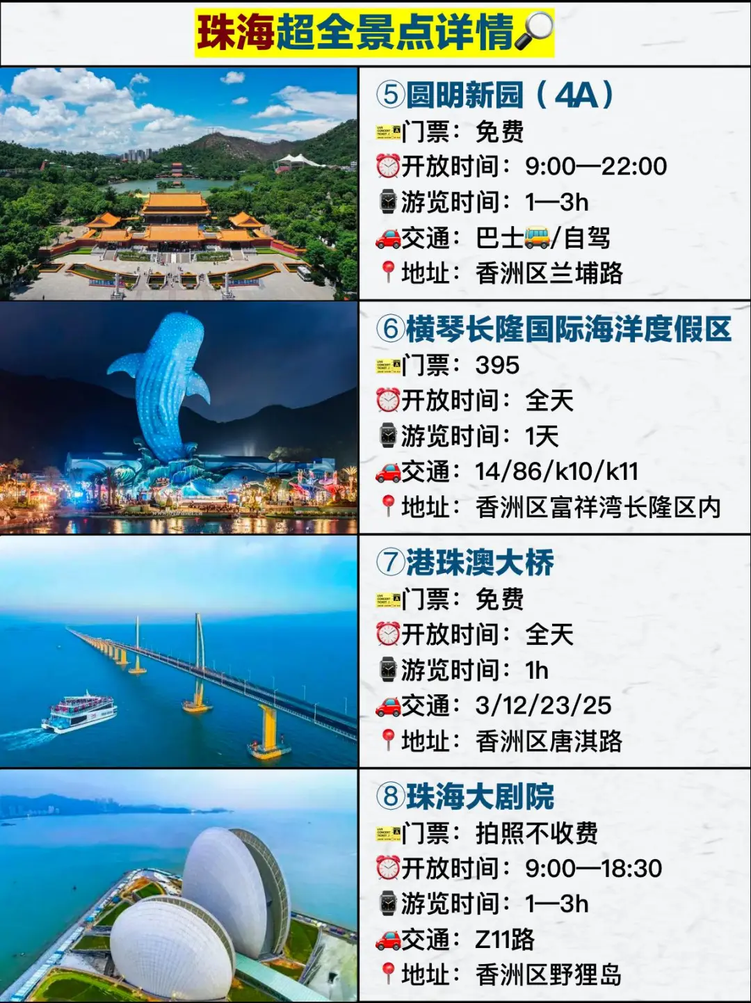史上最全！珠海36个旅游景点详情！