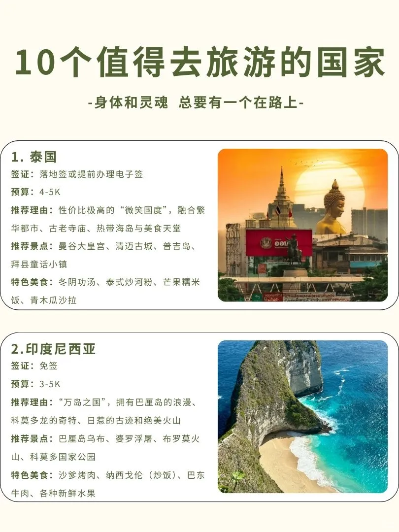 10个值得去旅游的国家！你去过几个？