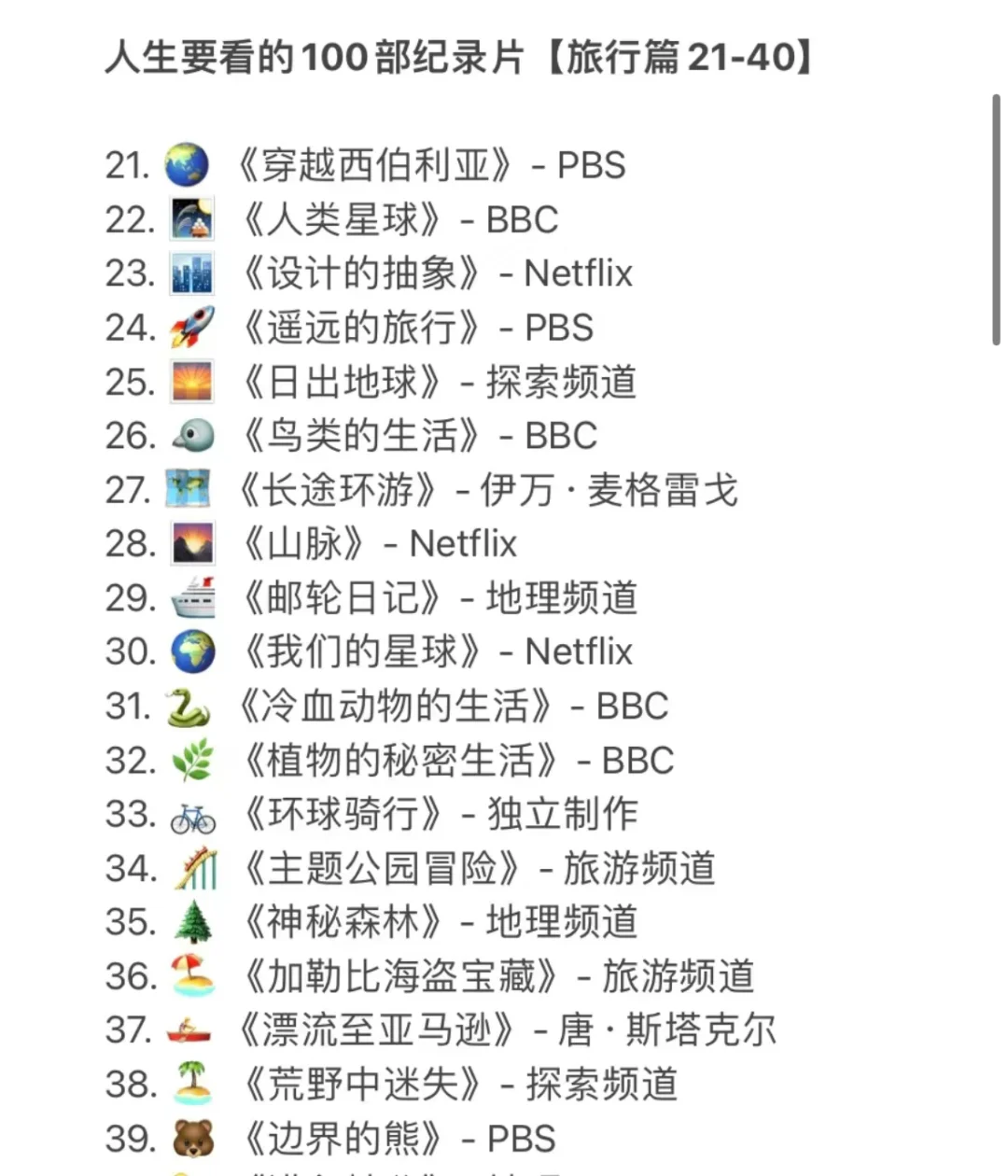 周末有空必看｜人生100部旅游纪录片