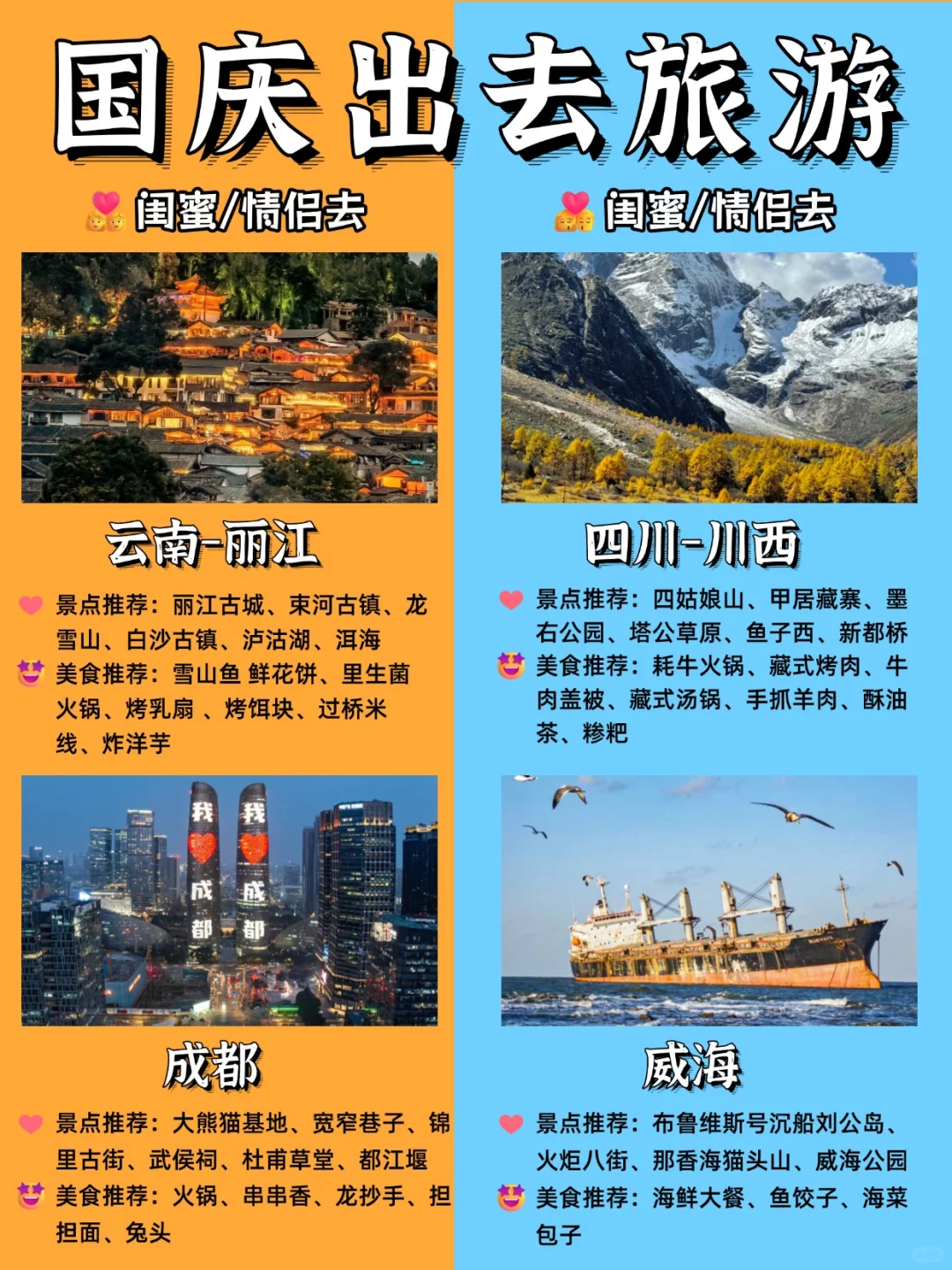 国庆出游|不同的人去当然有不同的地方呀❗