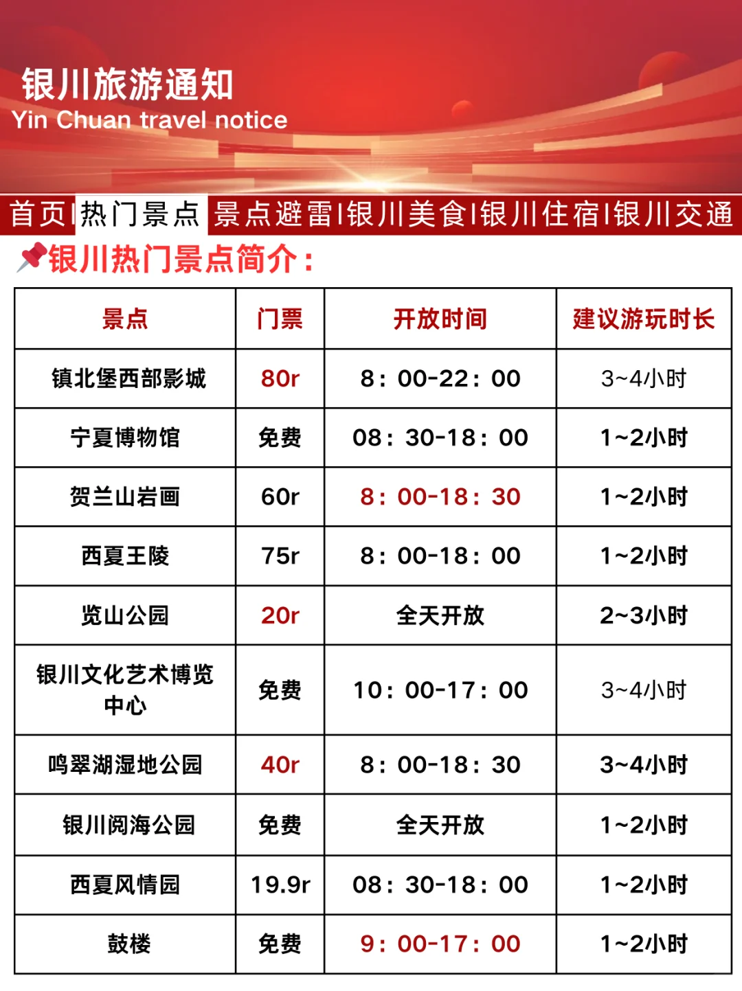 银川刚发布的旅游通知！幸好提前看到了😭