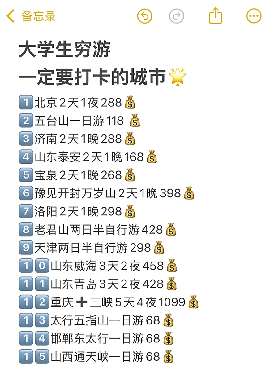 大学生穷游 一定要打卡的城市