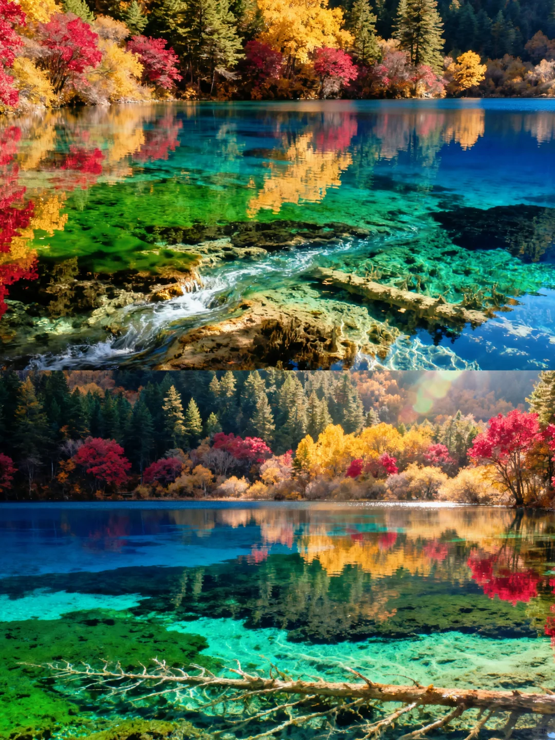 九寨沟秋日限定路线‼️五彩斑斓机位分享