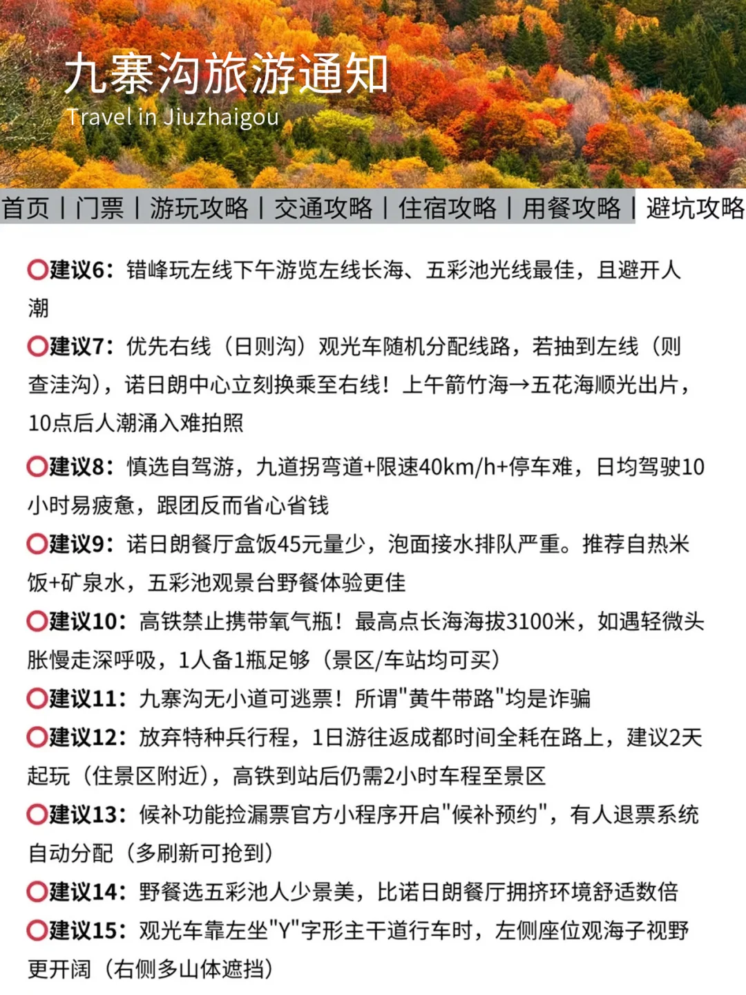 九寨沟彩林季旅游新攻略🔥幸好提前看到了