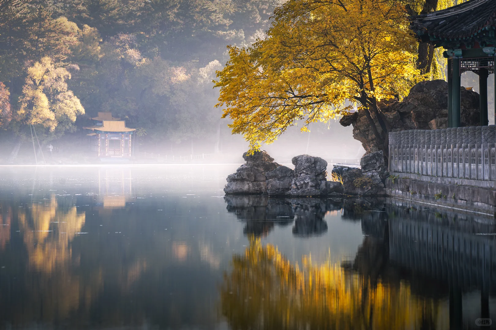 谁懂啊!避暑山庄的晨雾秋景直接美到失语