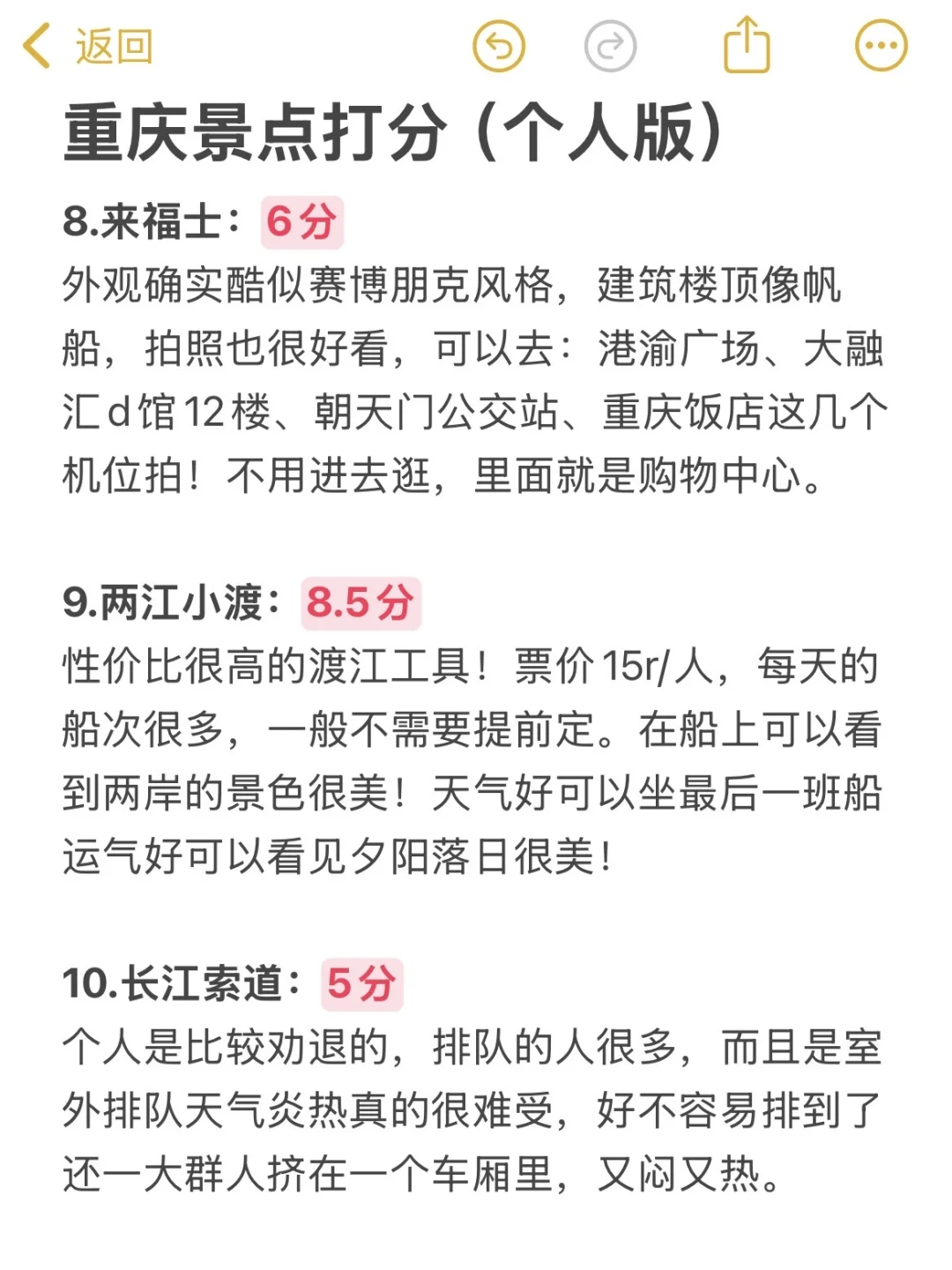 📍重庆景点打分