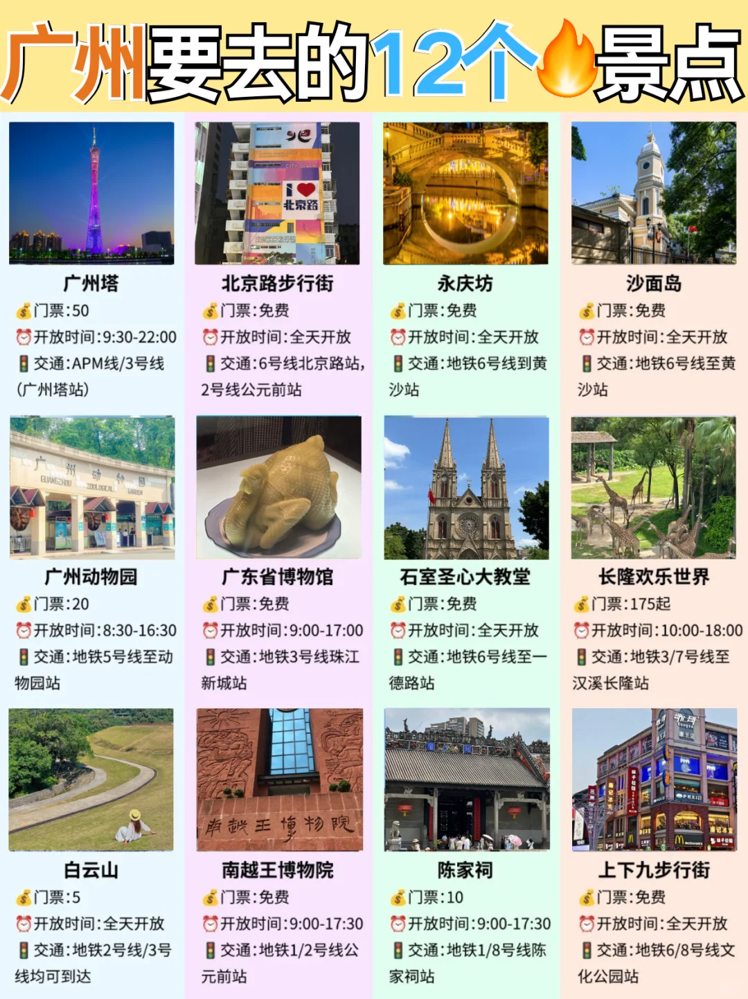 广州旅游12个必去的景点，地铁直达！
