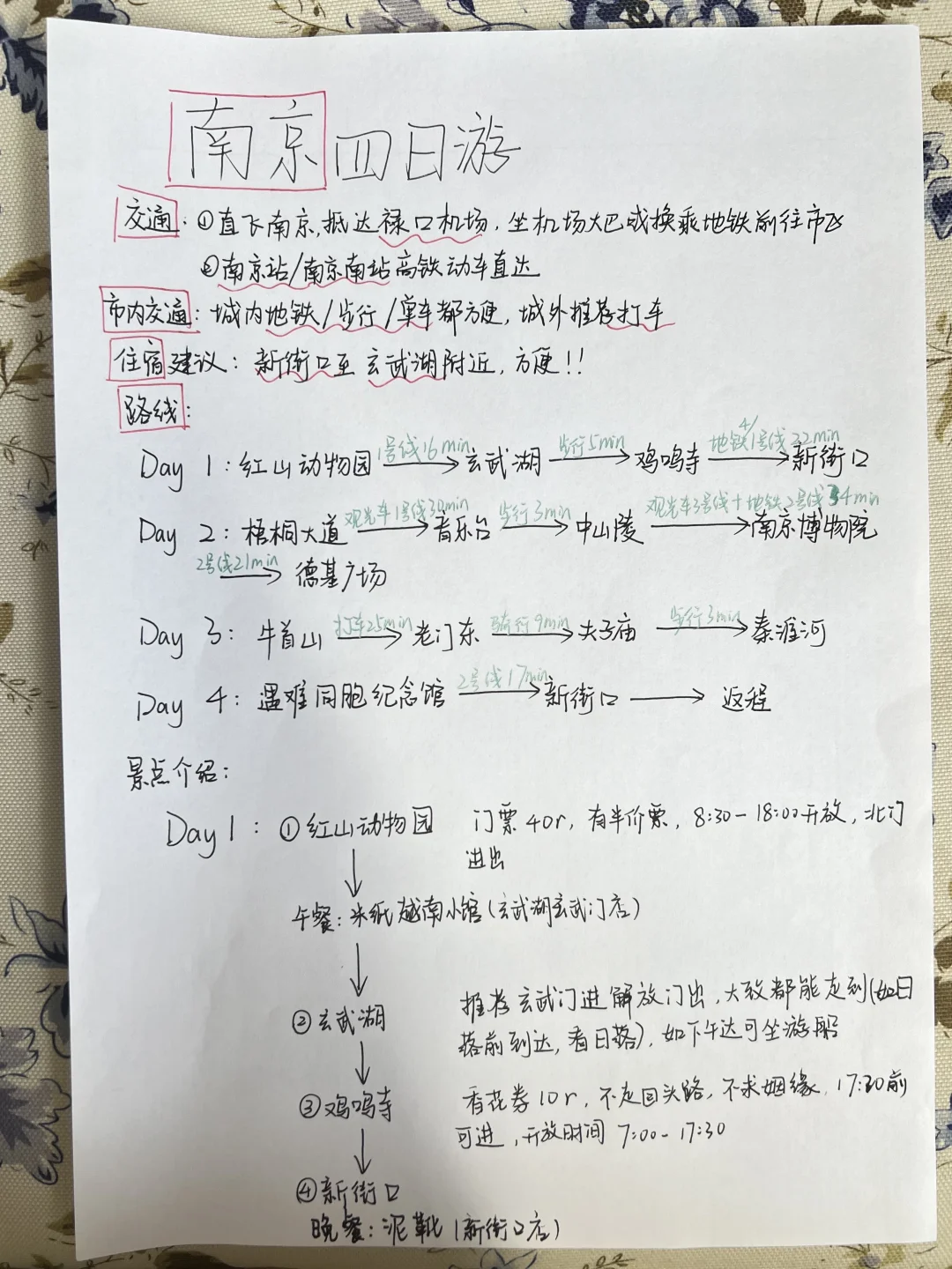 纯手写南京4日游～～～超详细！！！