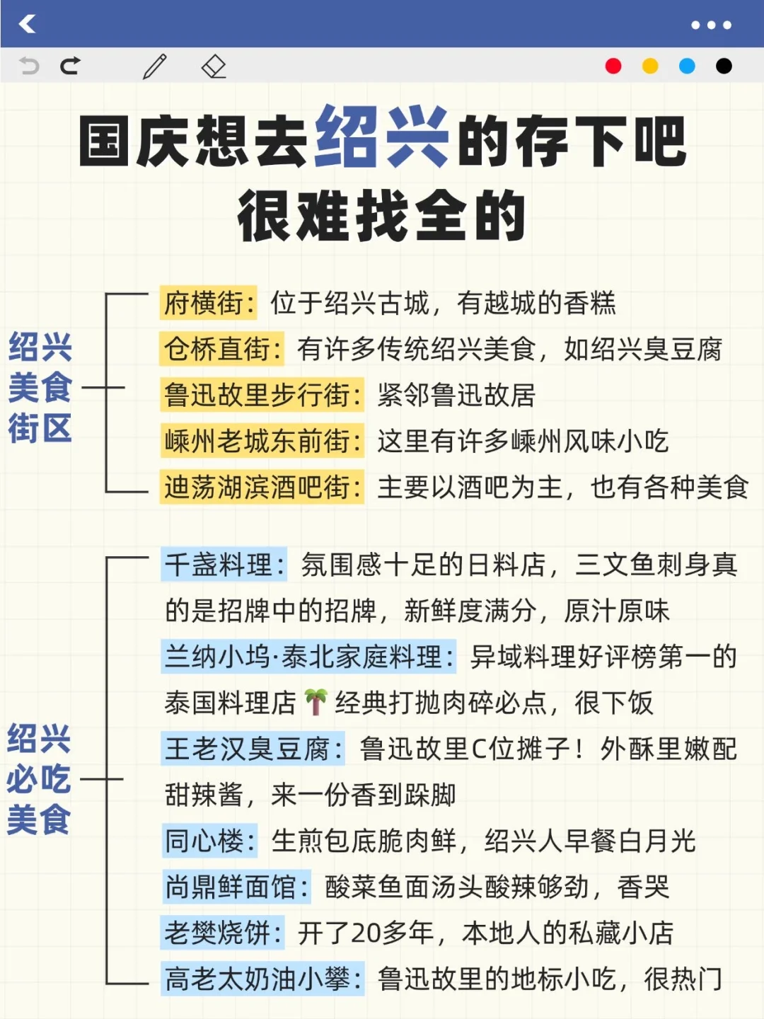 国庆想去绍兴的存下吧‼很难找全的