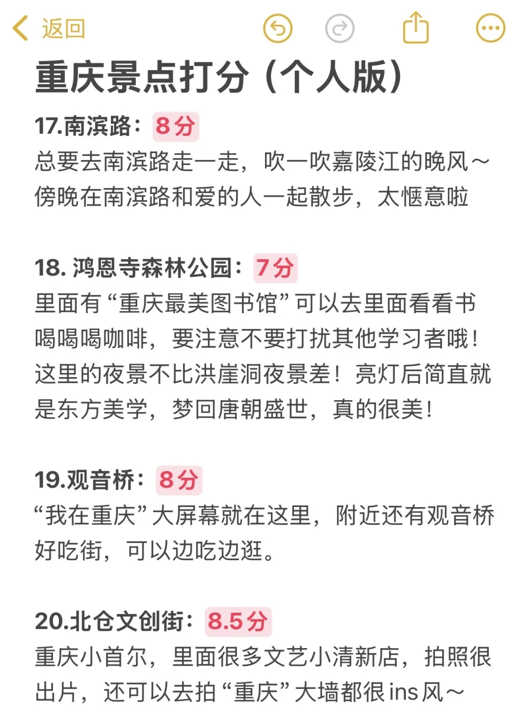 📍重庆景点打分