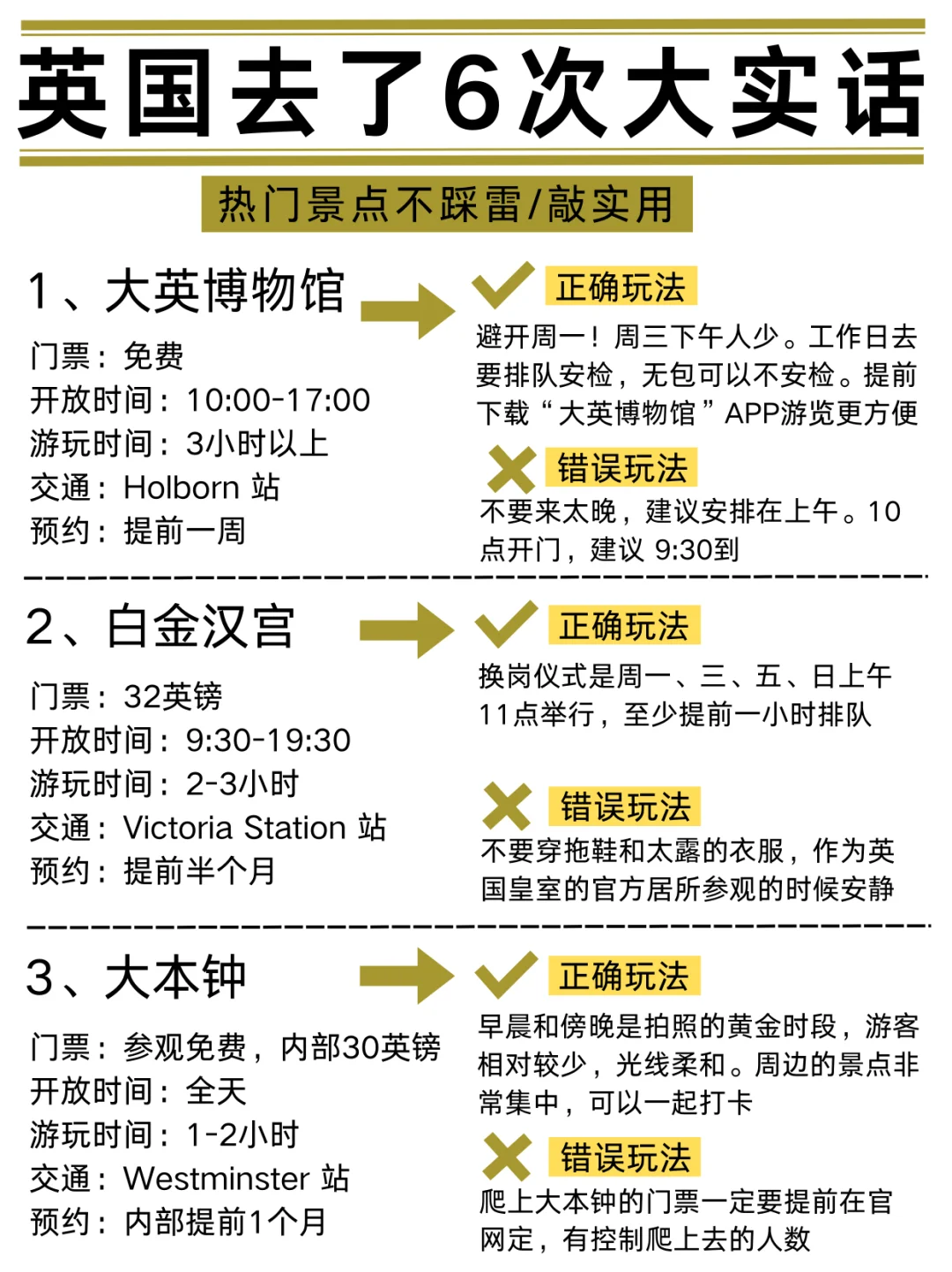 敲实用😎去了6次英国大实话！包不踩雷的~
