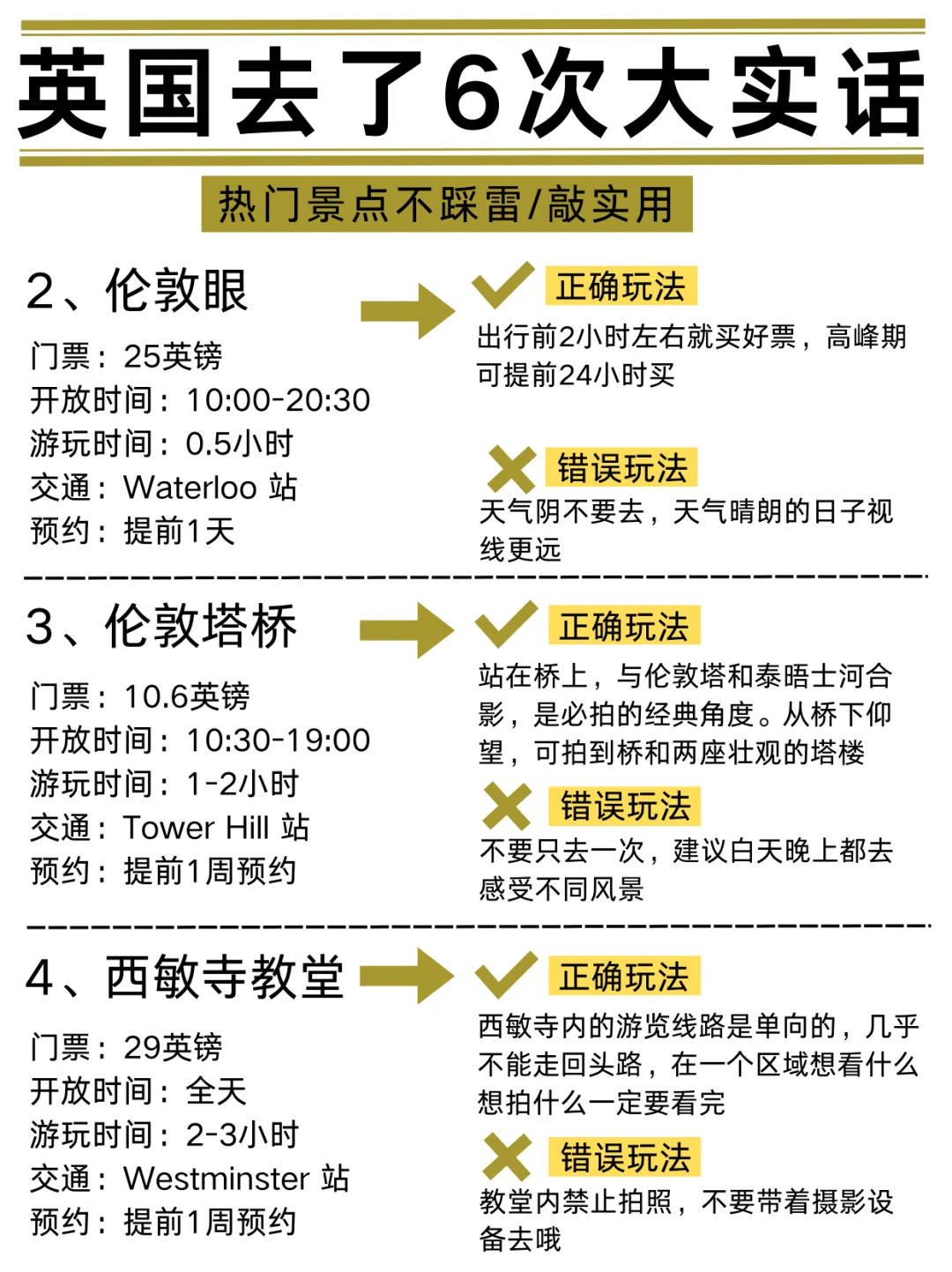 敲实用😎去了6次英国大实话！包不踩雷的~