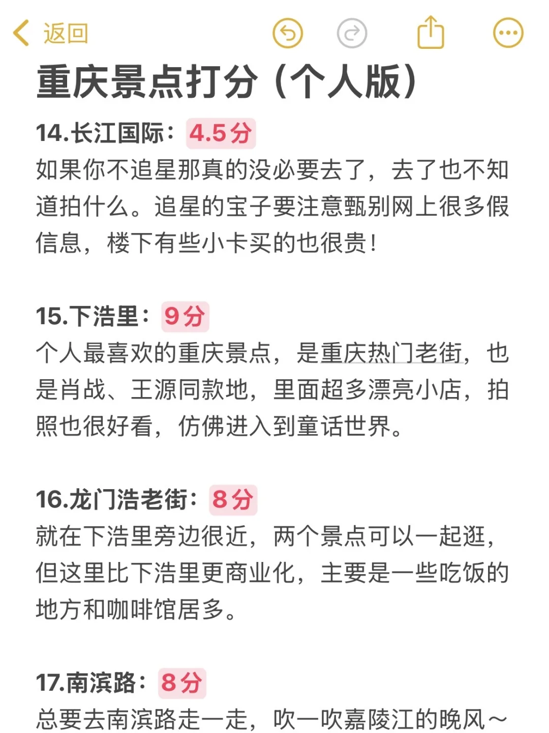 📍重庆景点打分