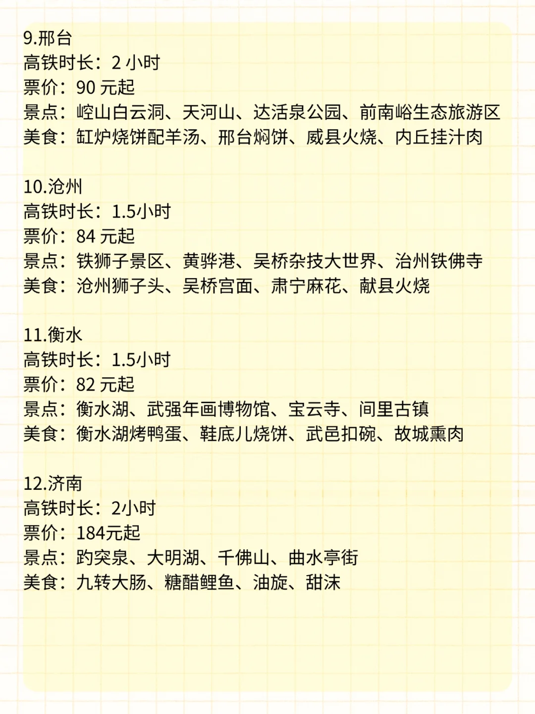 北京～2h高铁直达的18个旅游城市🏙️