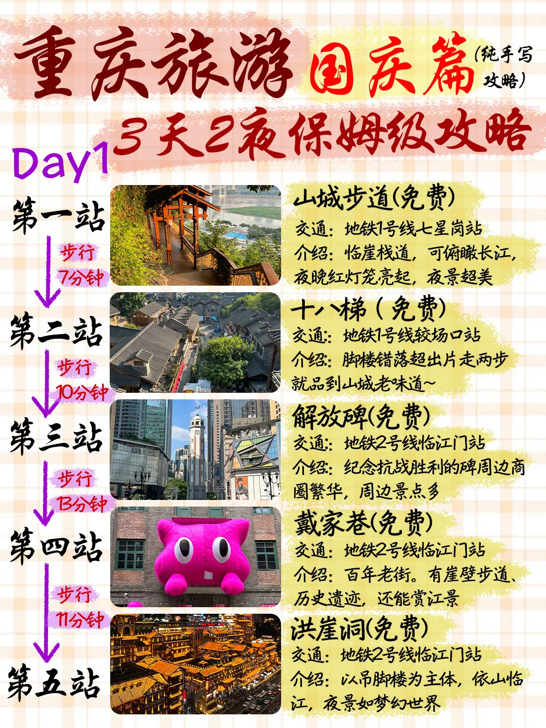 国庆重庆旅游｜3天2夜保姆级攻略（纯手写）