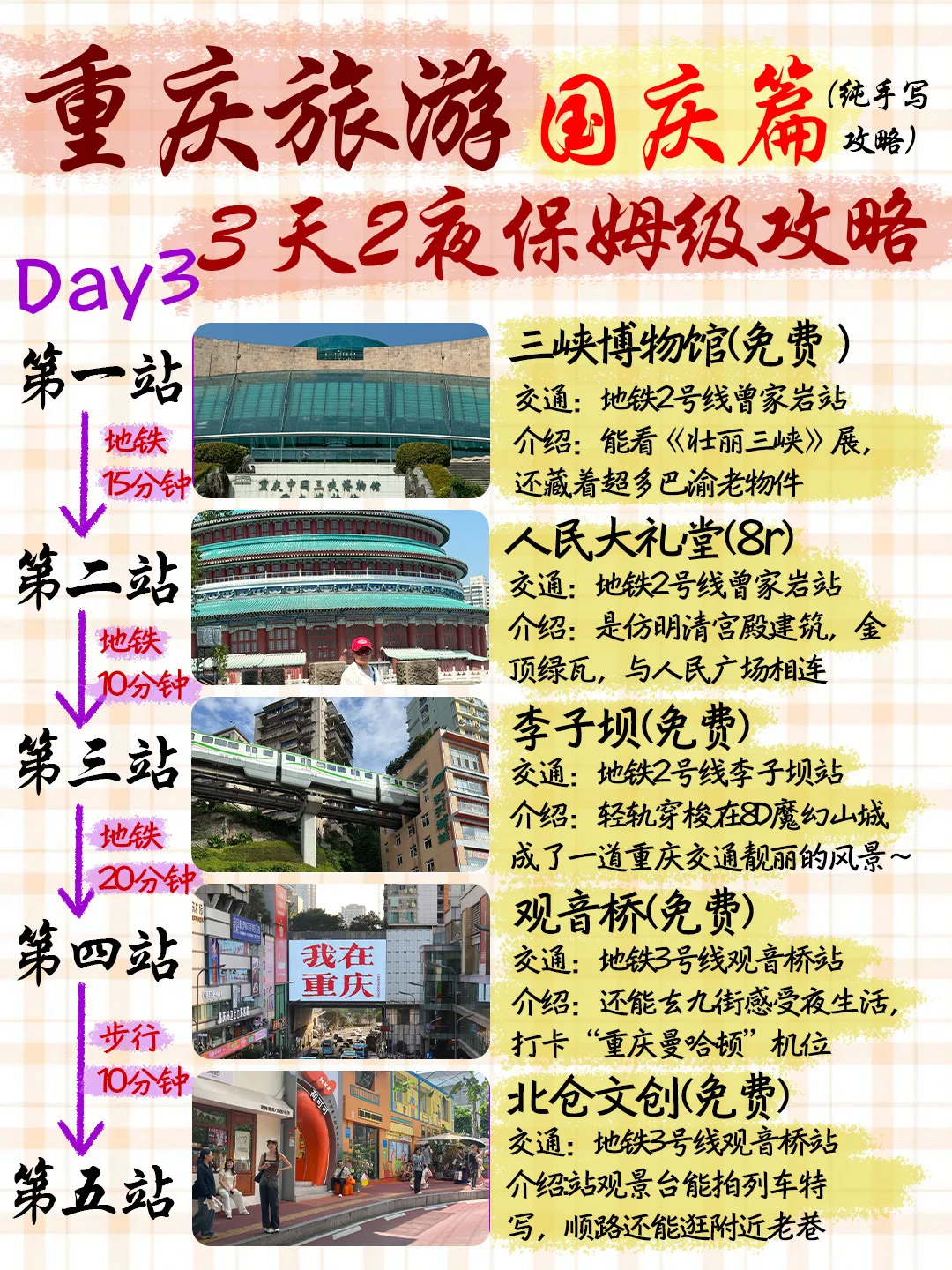 国庆重庆旅游｜3天2夜保姆级攻略（纯手写）