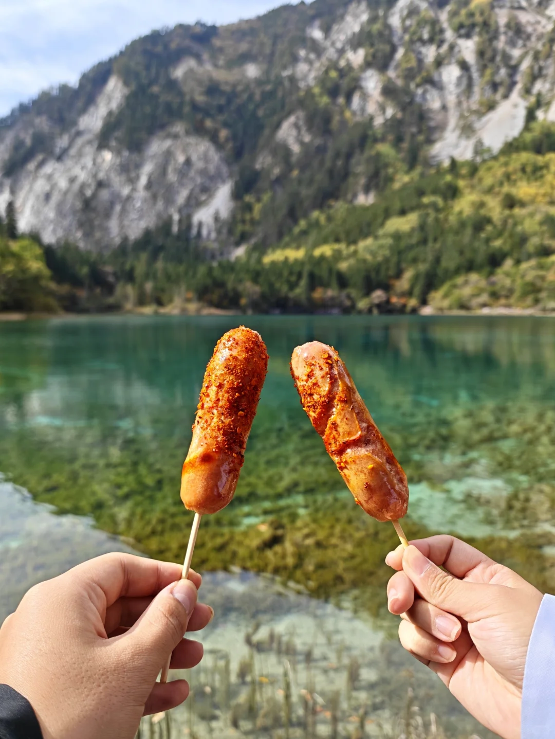 九寨沟的烤肠太好吃了