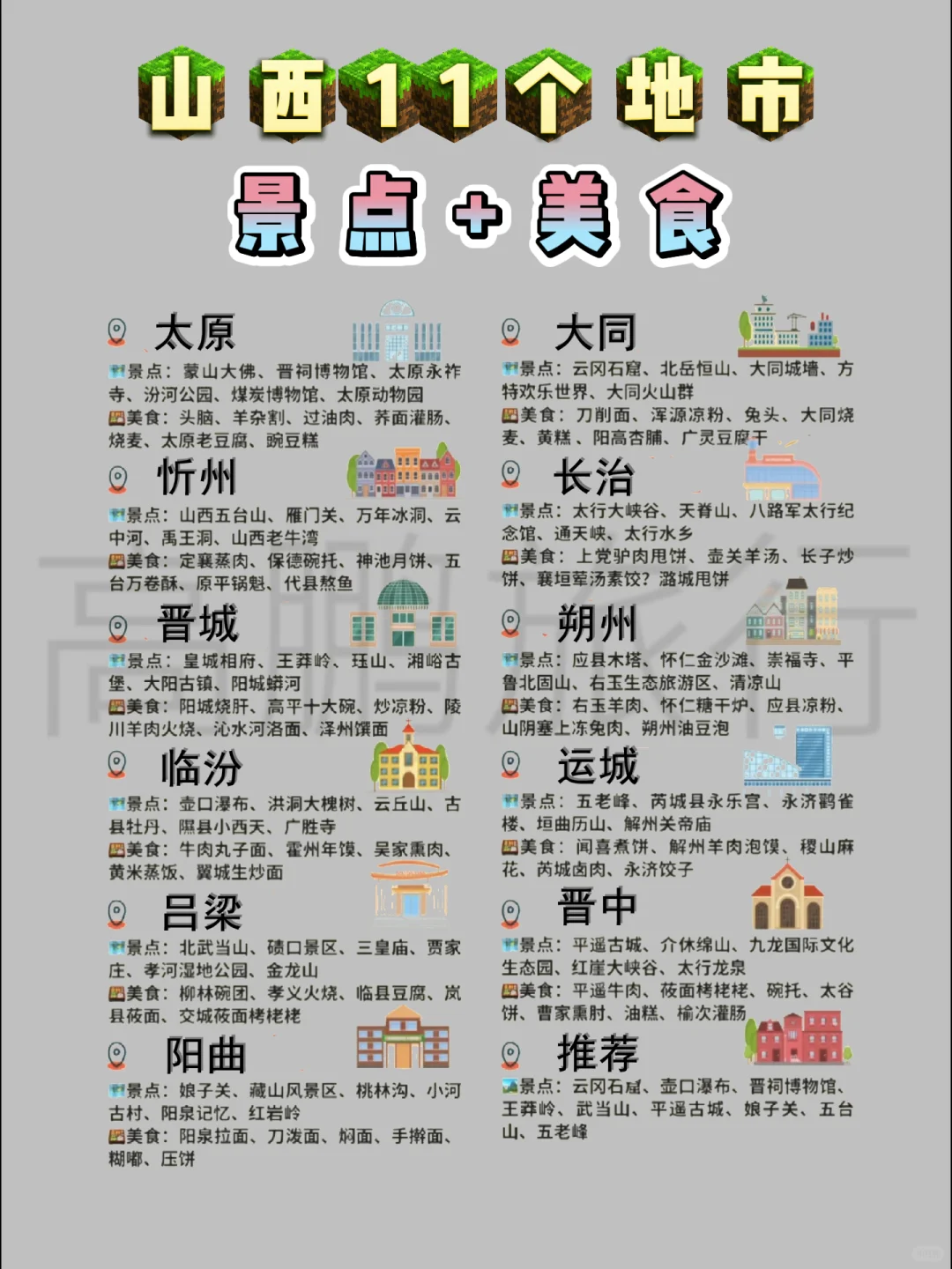 山西太宝藏了！11 个地市各有惊艳～～