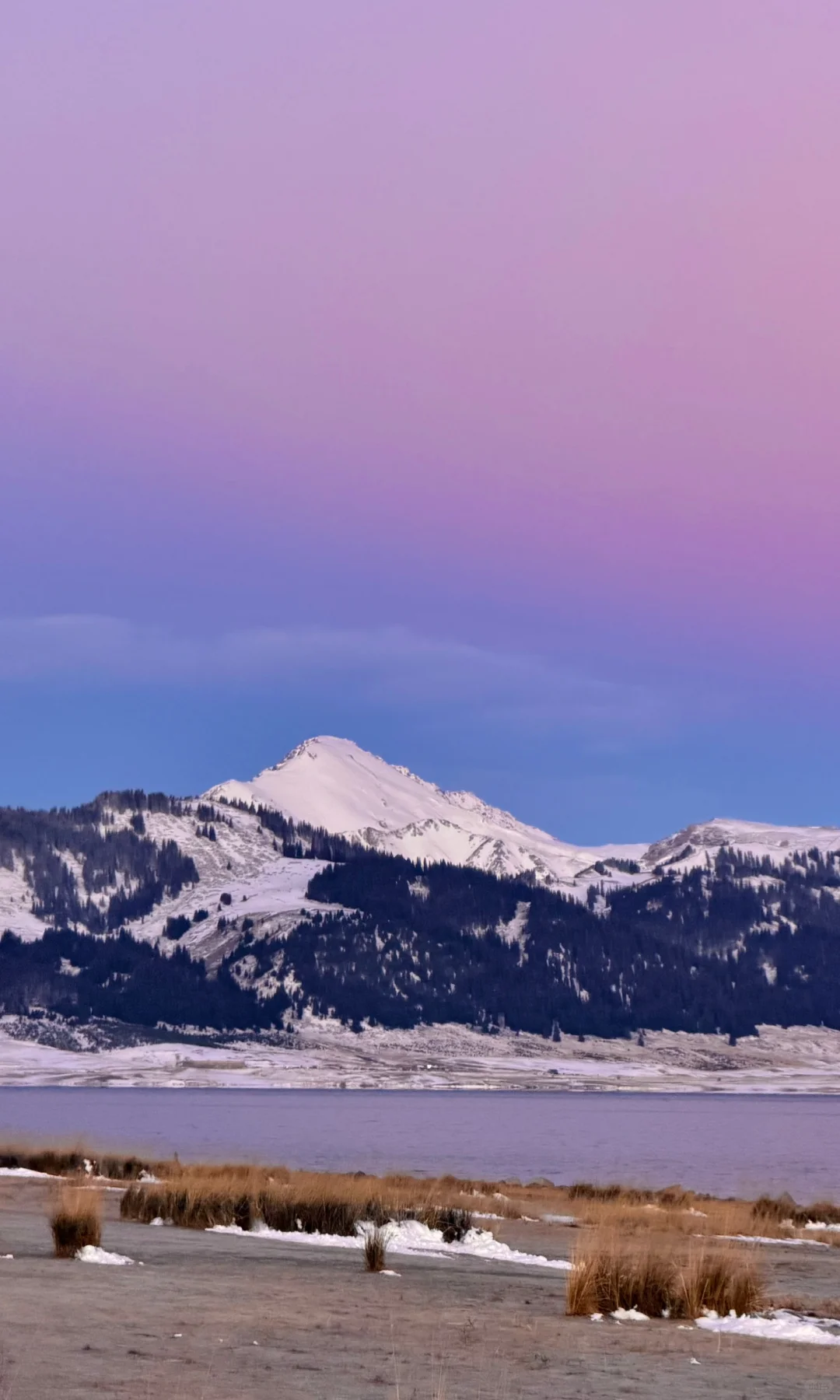 赛里木湖blue pink hour💕美疯了！！！！！