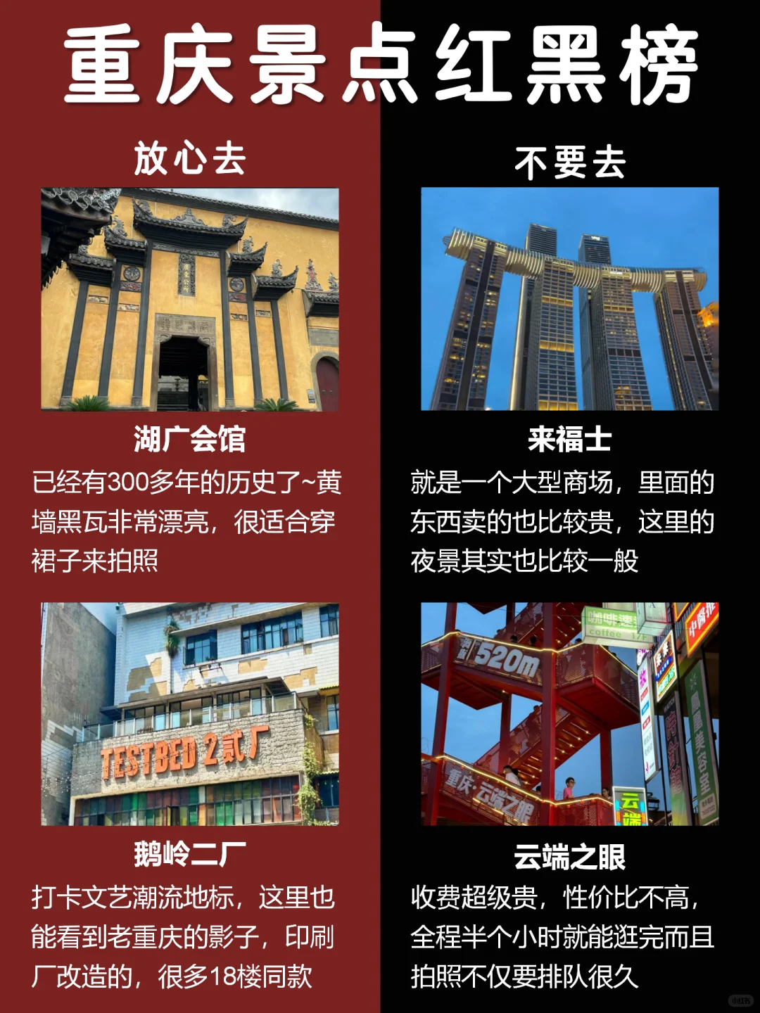 重庆景点红黑榜📍建议去🆚不建议去