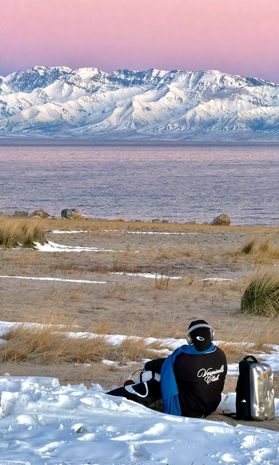 赛里木湖blue pink hour💕美疯了！！！！！